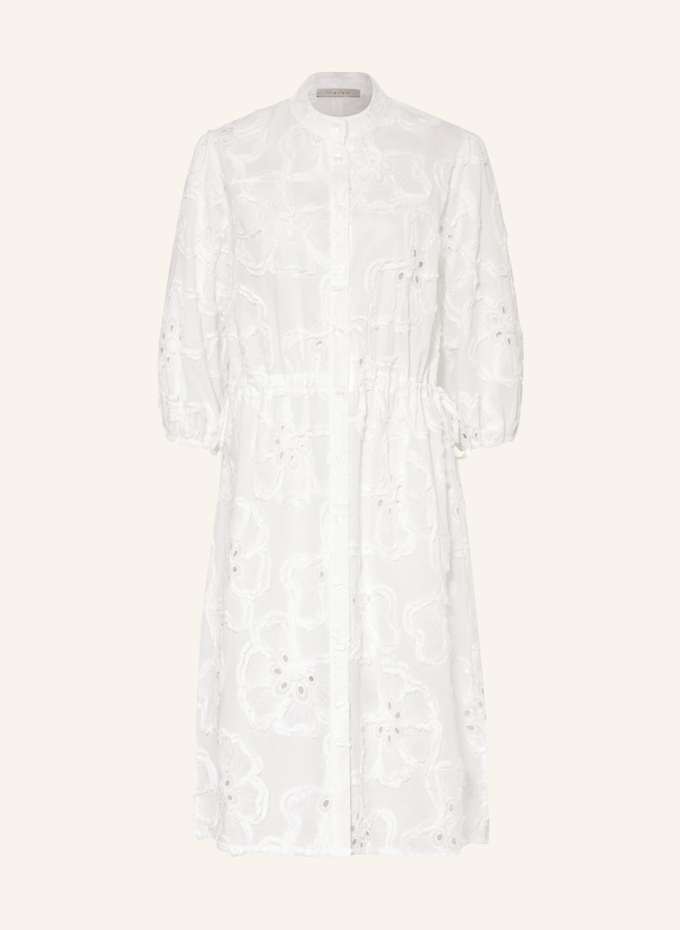 lilienfels Sukienka z koronką z dziurkami i rękawami 3/4: BIAŁY