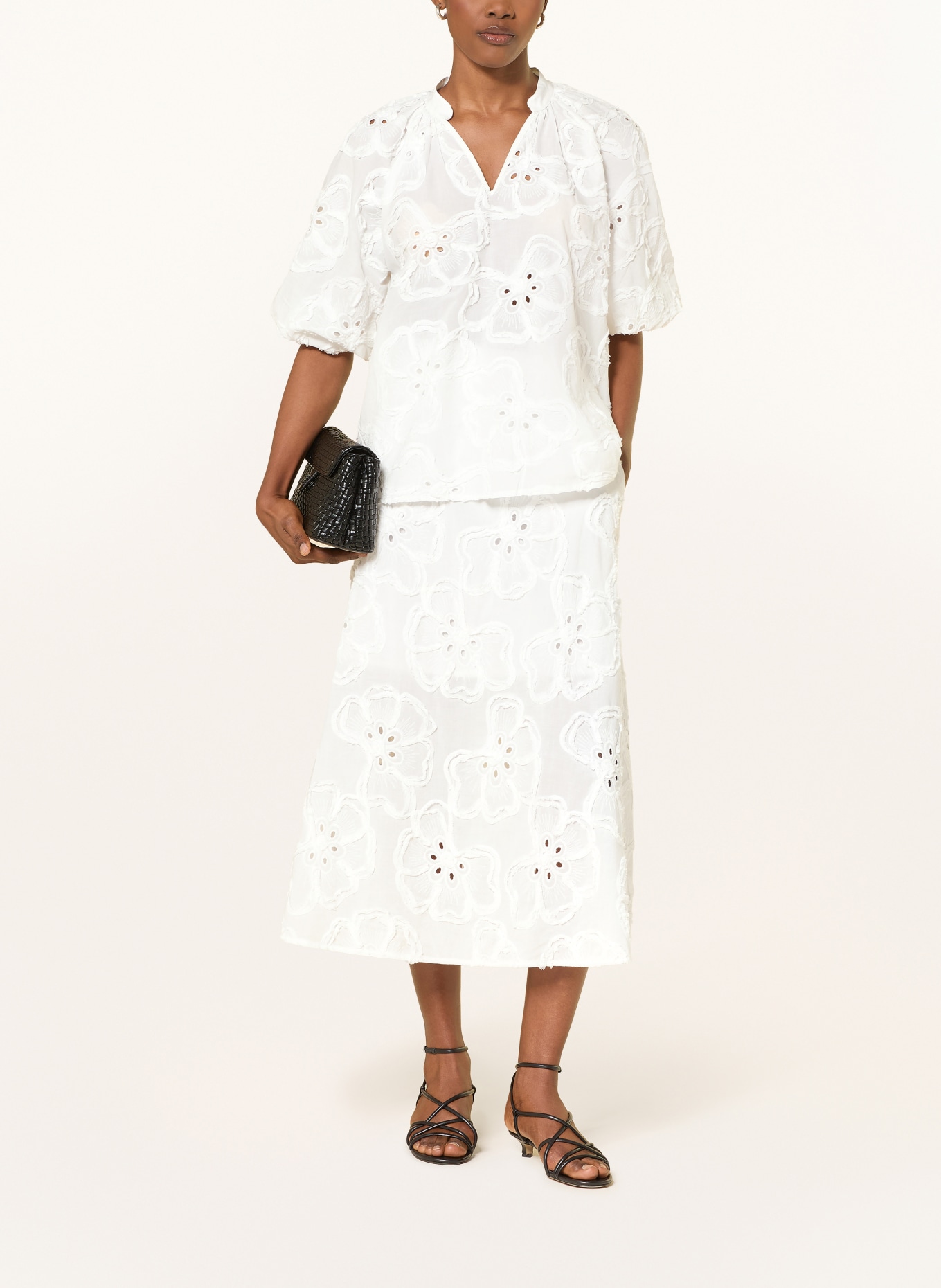 lilienfels Blusenshirt mit Lochspitze: WEISS