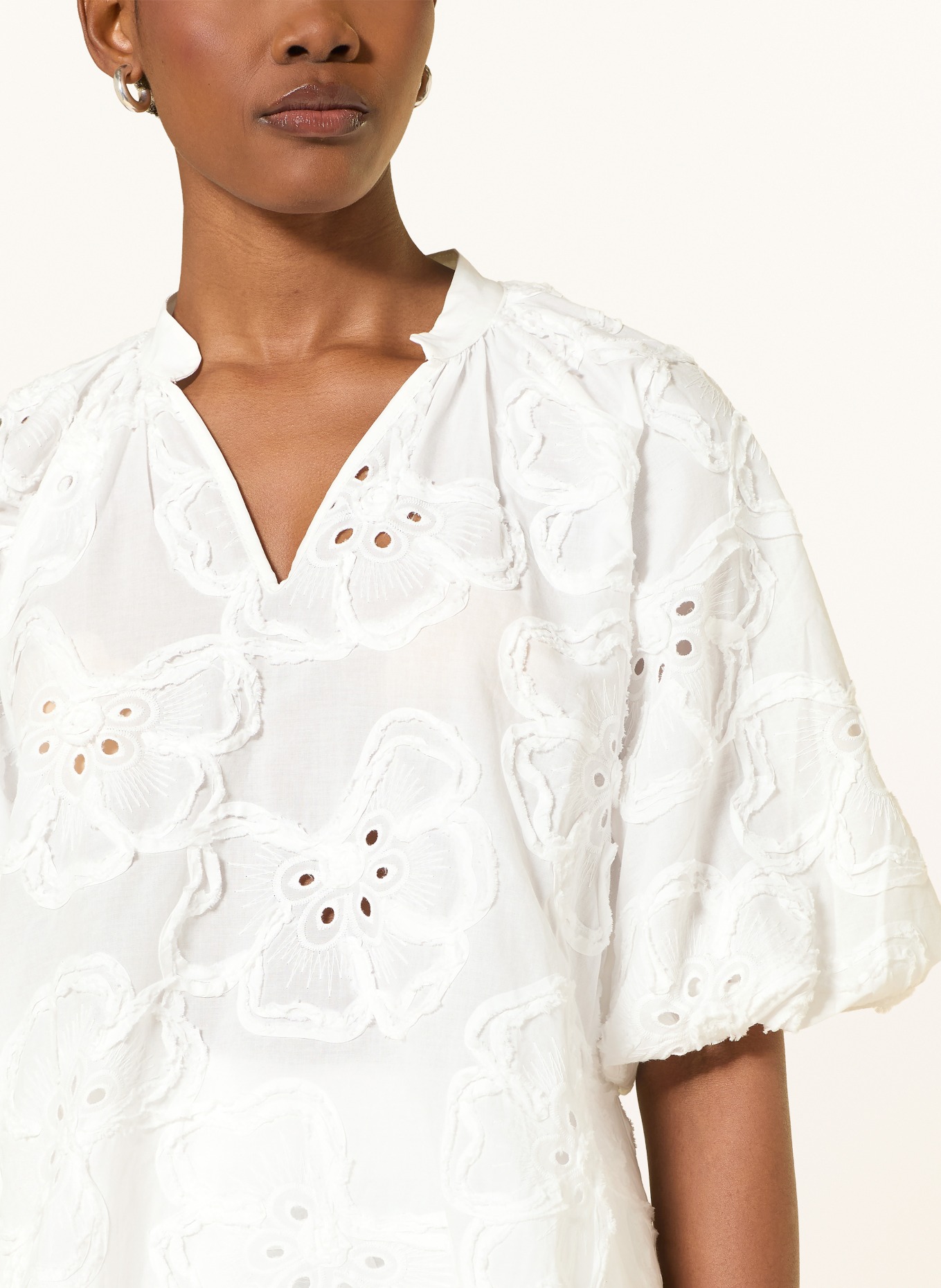 lilienfels Blusenshirt mit Lochspitze: WEISS