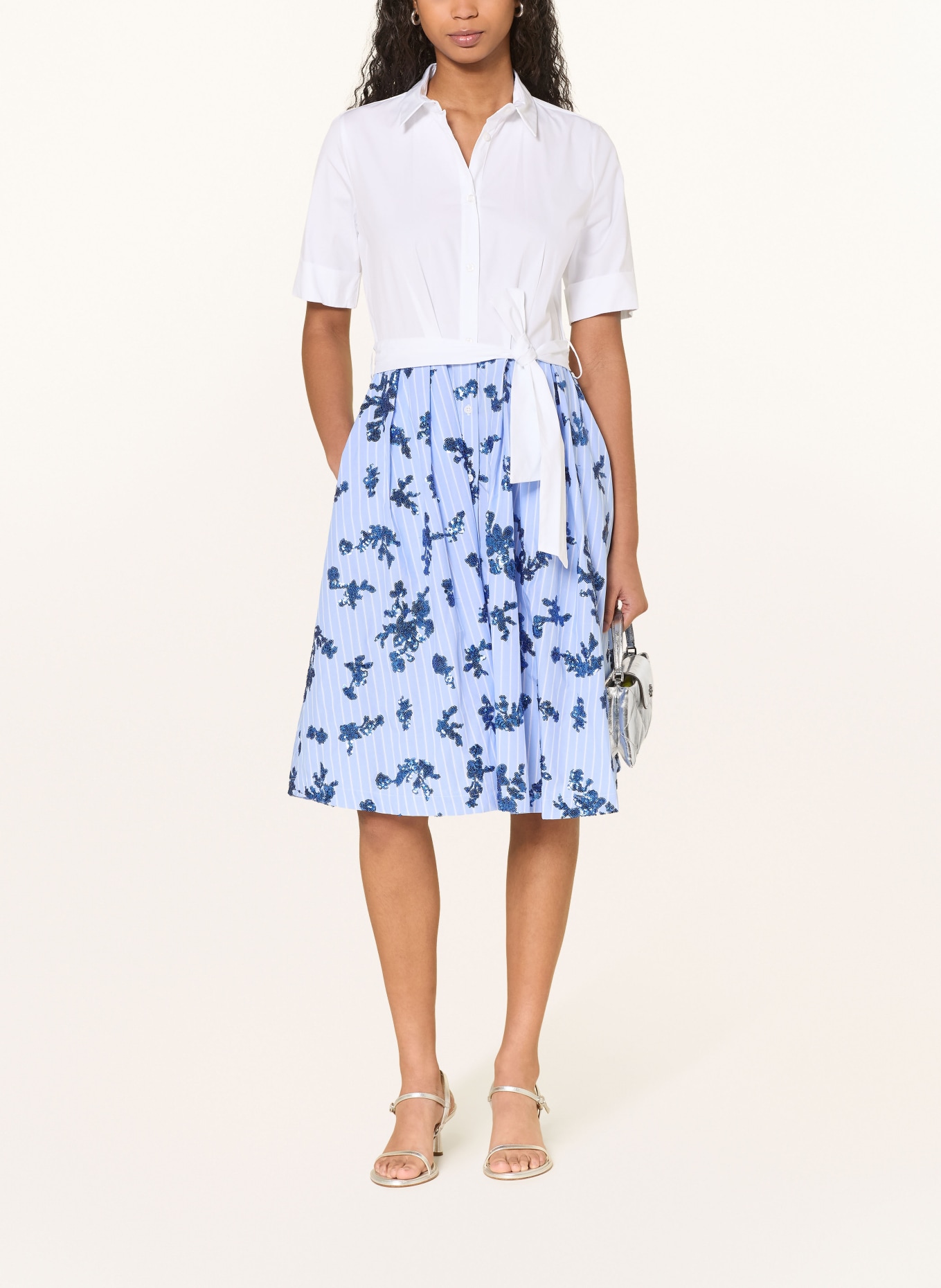 lilienfels Košilové šaty s flitry: TMAVĚ MODRÁ / BÍLÁ