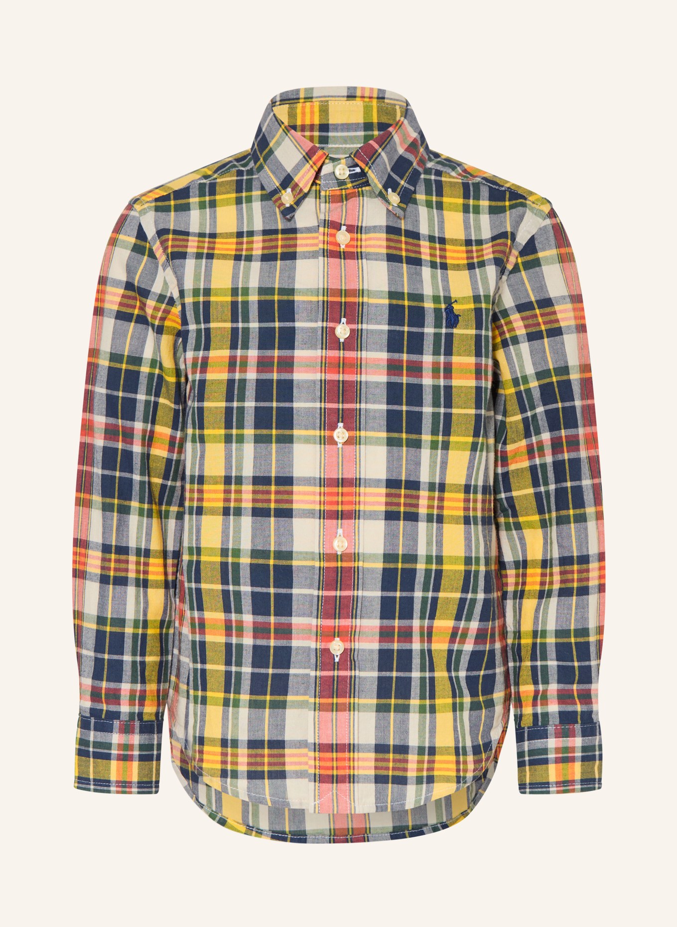 POLO RALPH LAUREN Hemd MADRAS: CREME / ROT / GELB