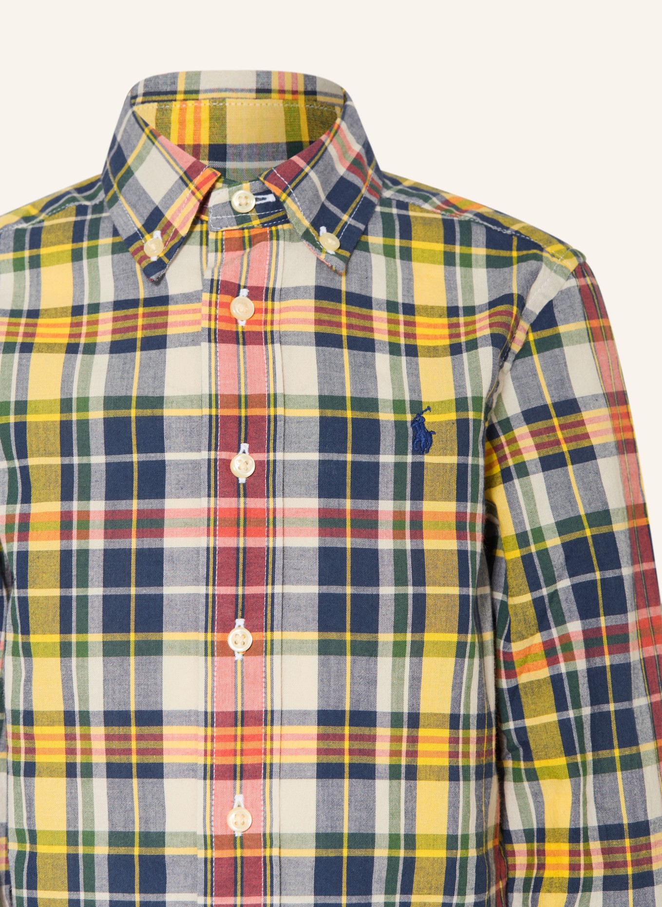POLO RALPH LAUREN Hemd MADRAS: CREME / ROT / GELB