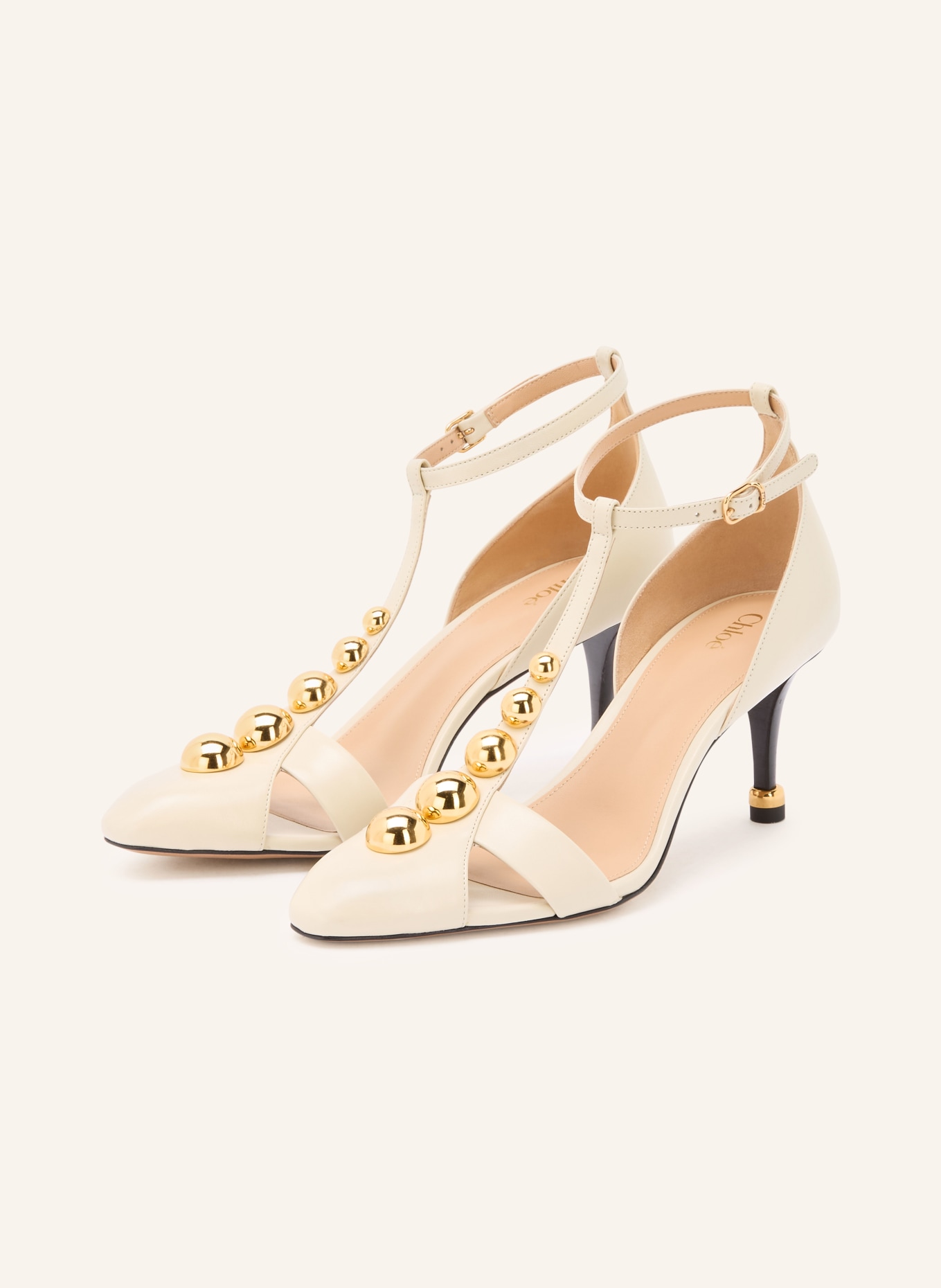 Chloé Pumps CLEIA mit Nieten: 122 EGGSHELL