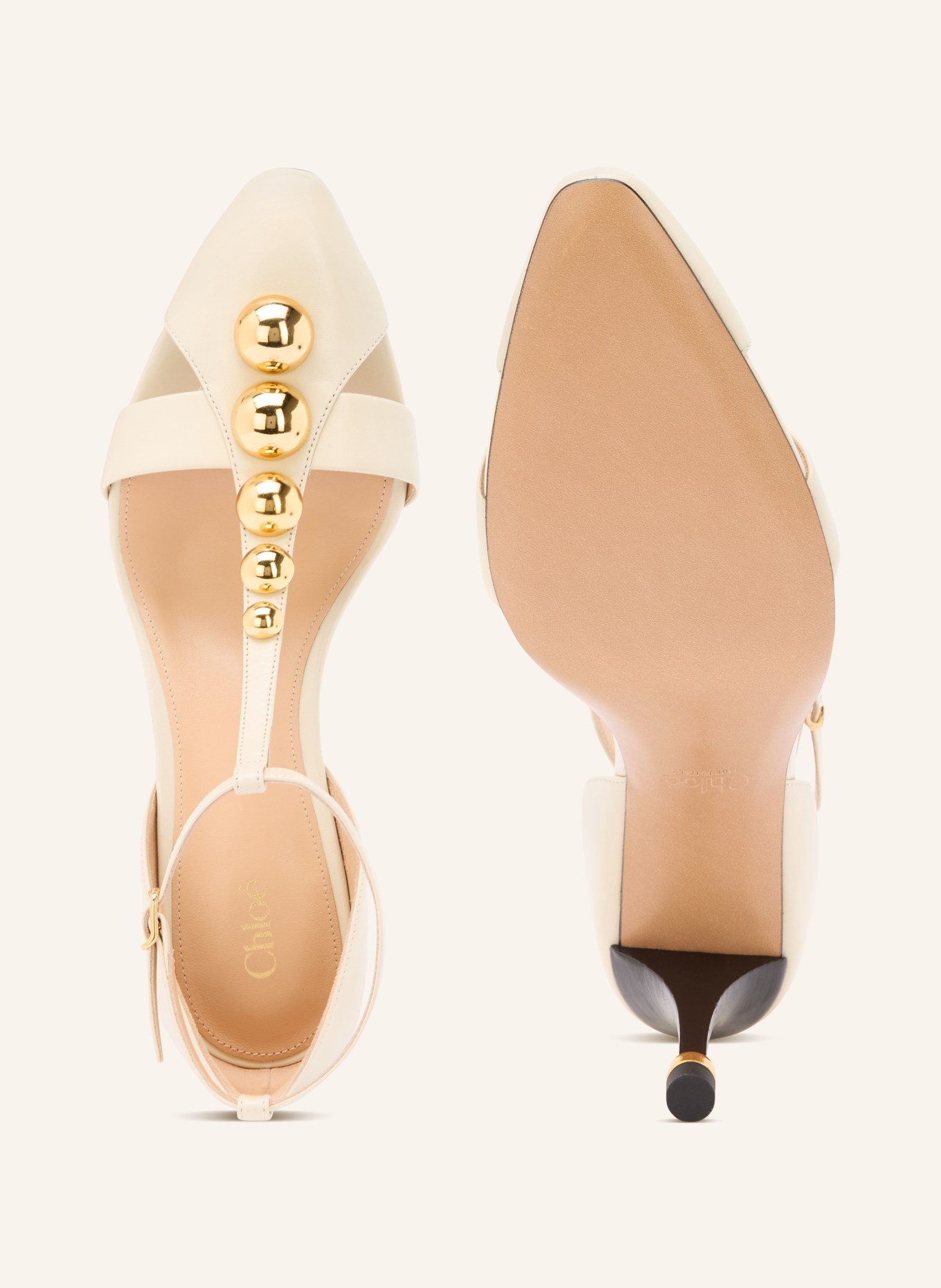 Chloé Pumps CLEIA mit Nieten: 122 EGGSHELL