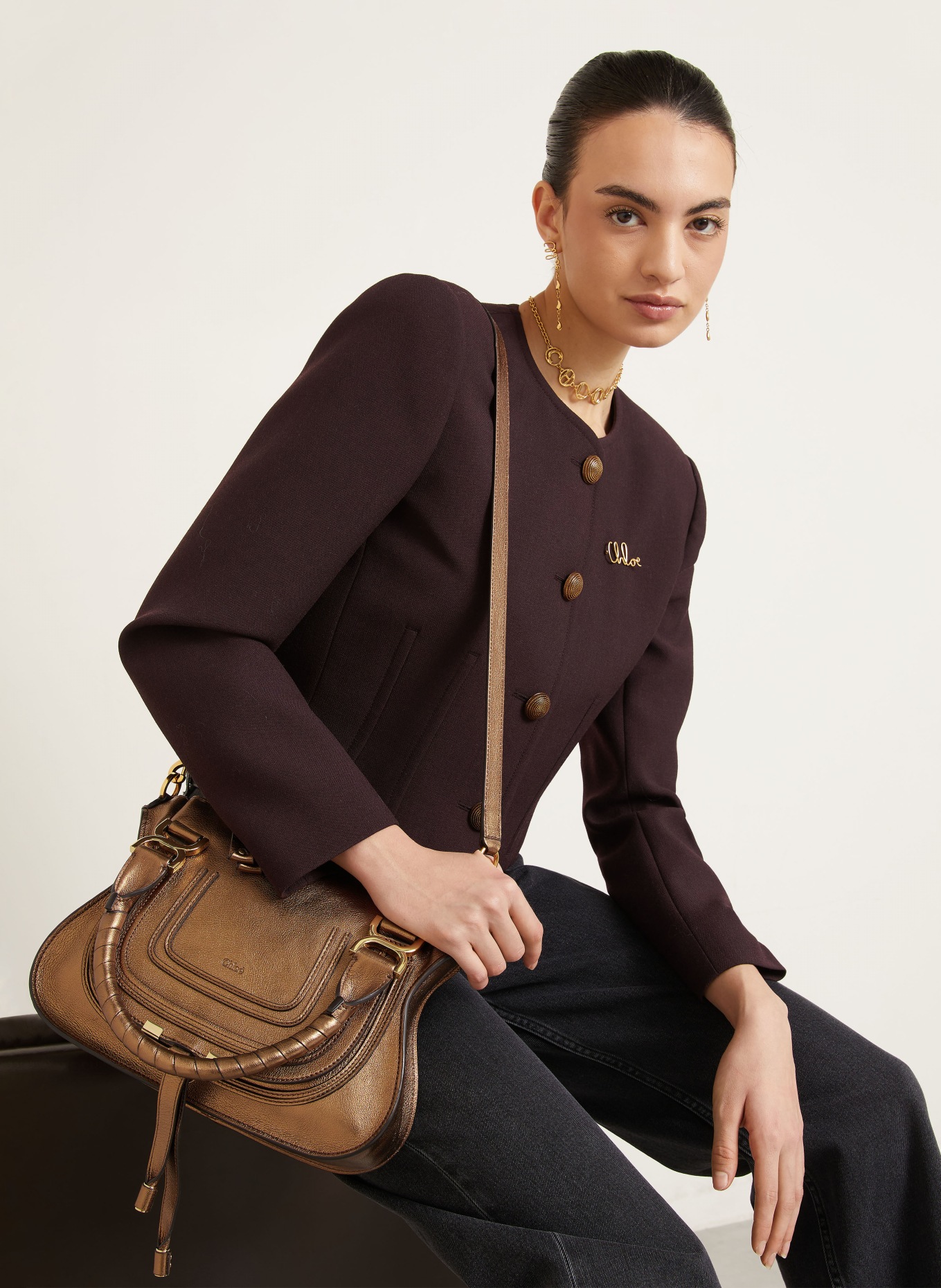 Chloé MARCIE handbag: GOLDEN BROWN