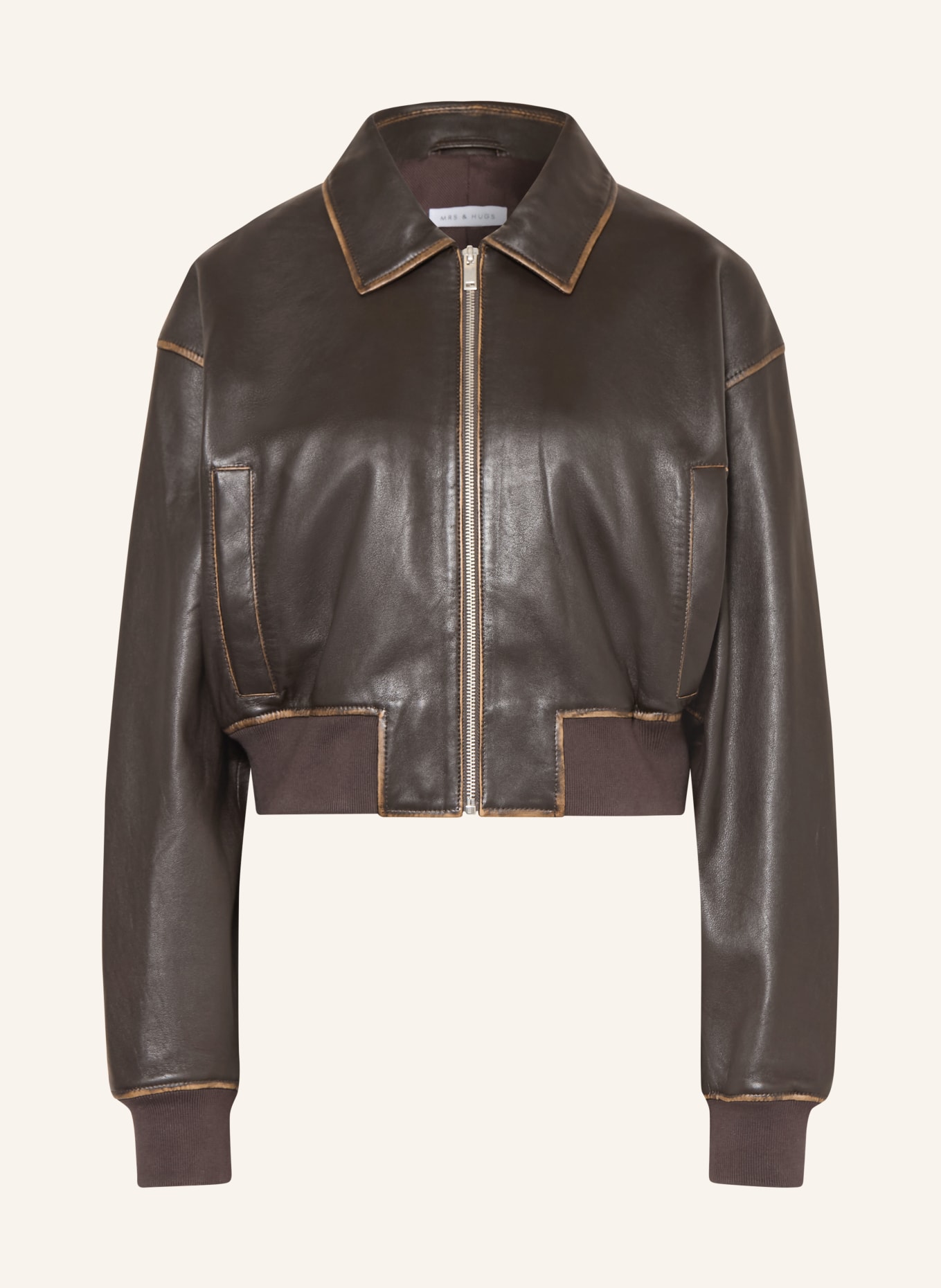MRS & HUGS skórzana kurtka: CIEMNOBRĄZOWY