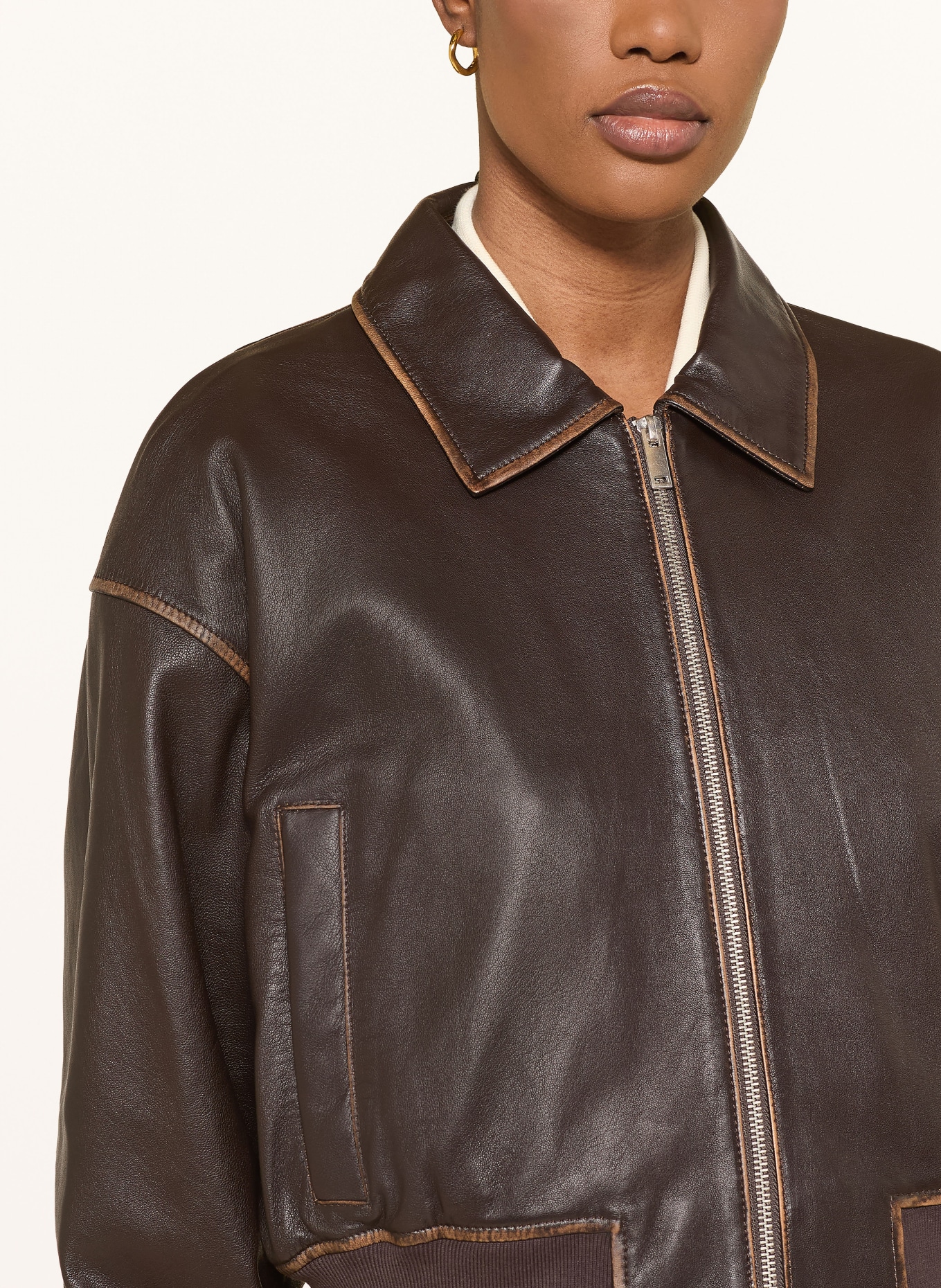 MRS & HUGS skórzana kurtka: CIEMNOBRĄZOWY