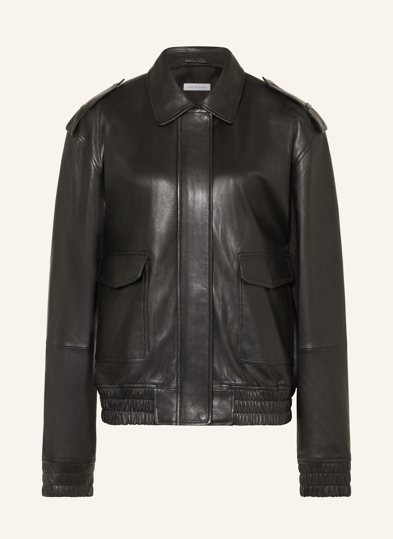 MRS & HUGS leather jacket: BLACK