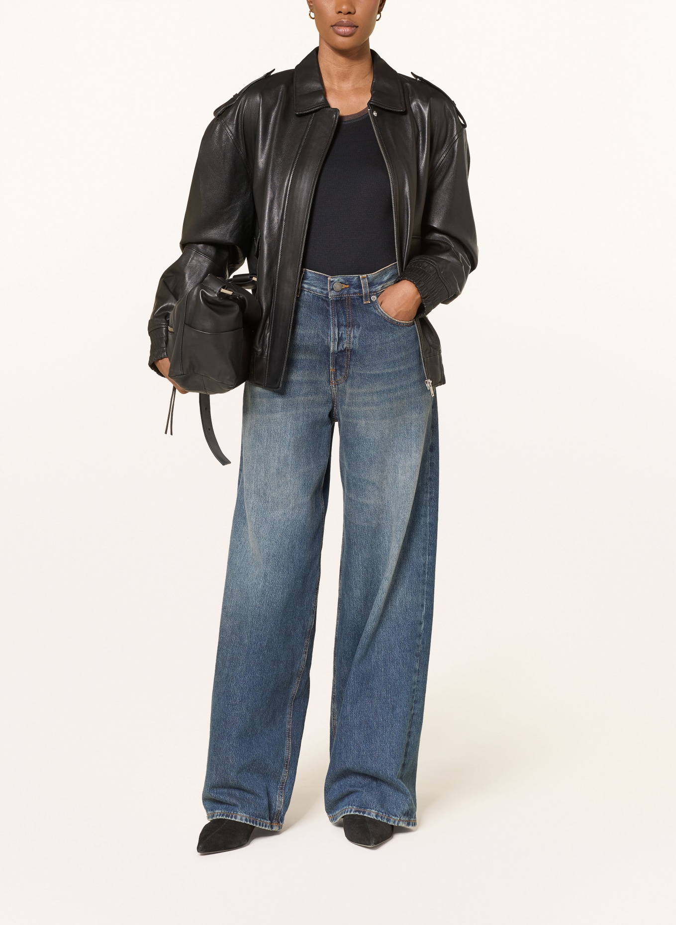 MRS & HUGS leather jacket: BLACK