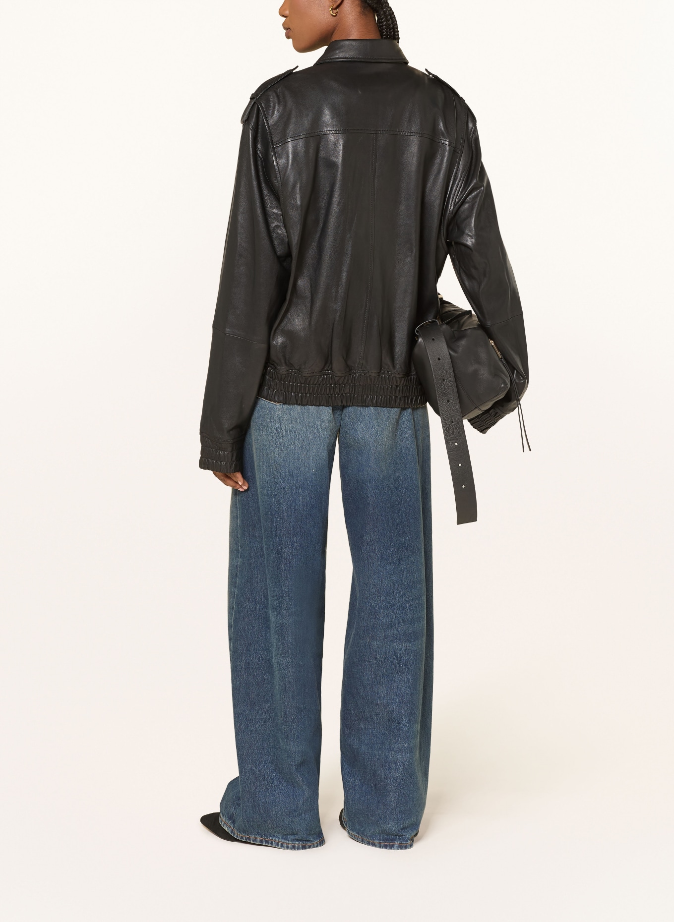 MRS & HUGS leather jacket: BLACK