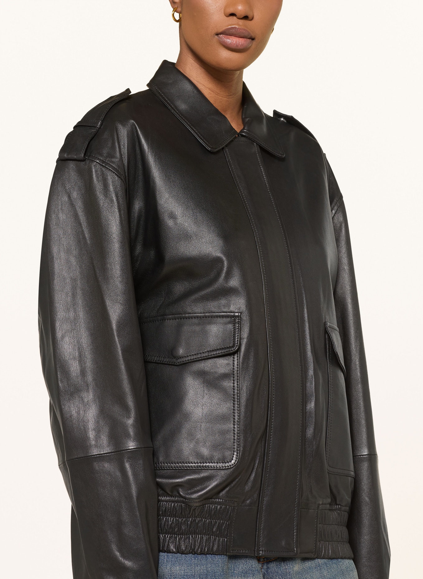 MRS & HUGS leather jacket: BLACK