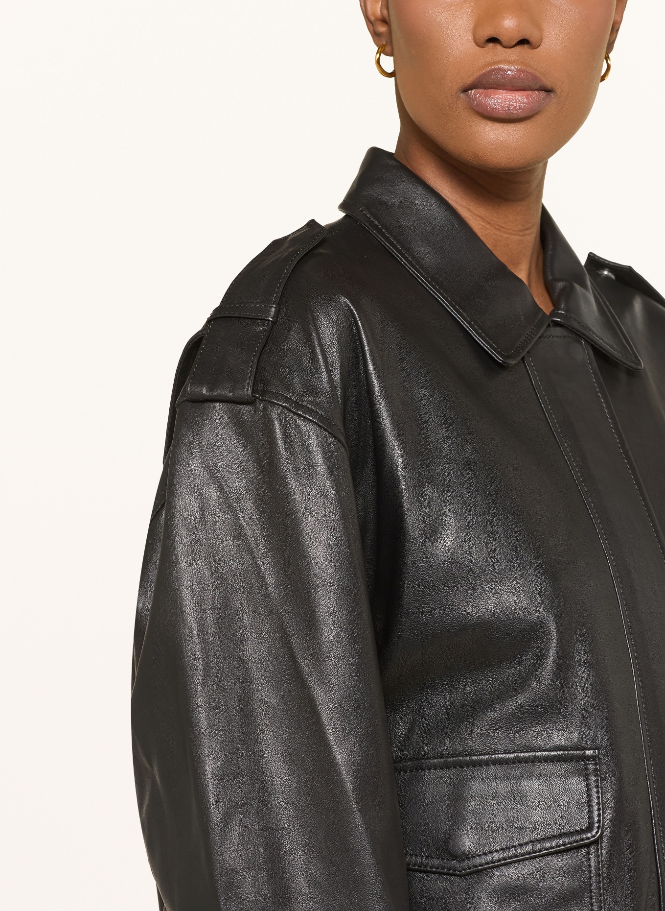 MRS & HUGS leather jacket: BLACK