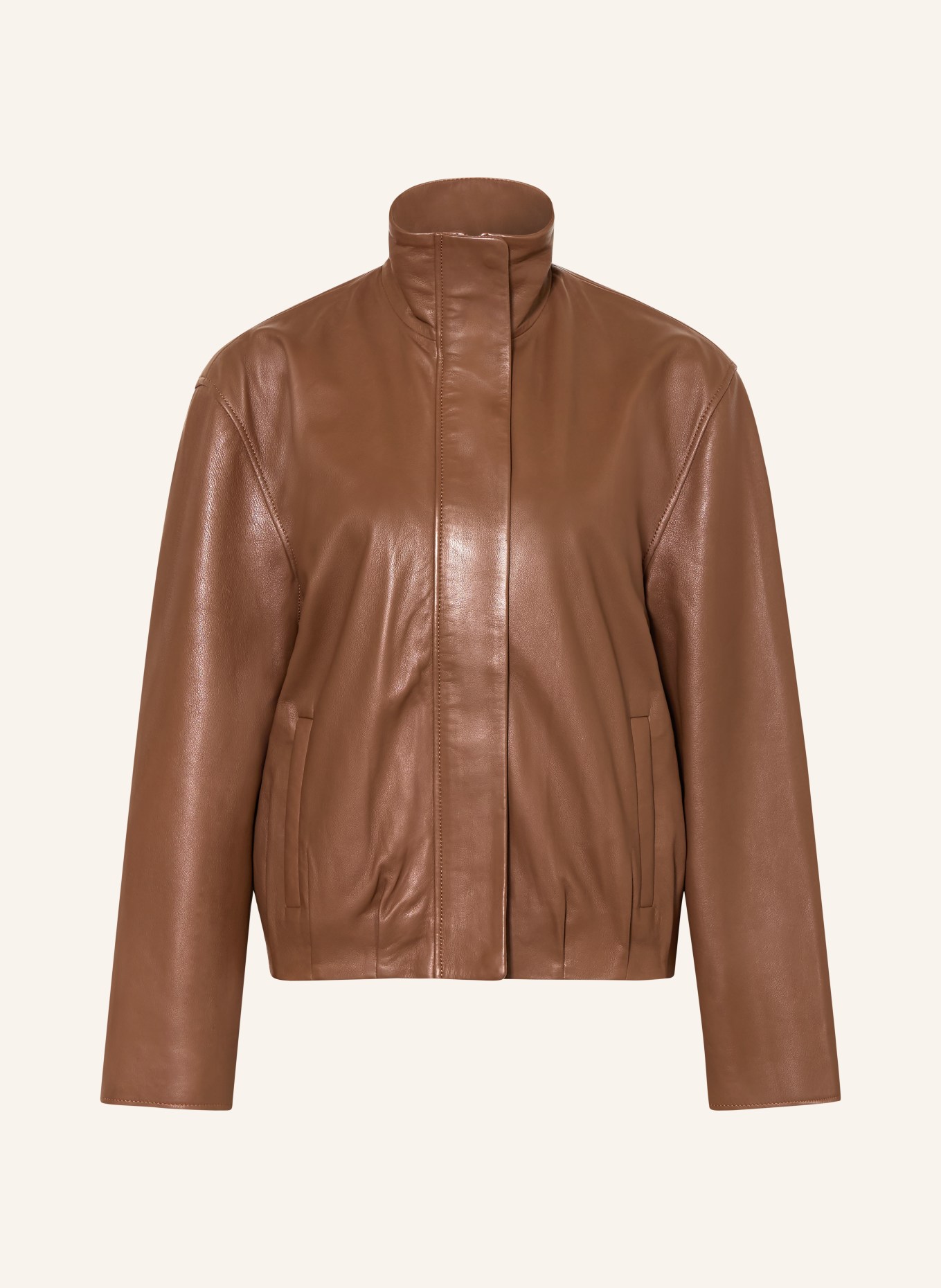 MRS & HUGS leather jacket: BROWN