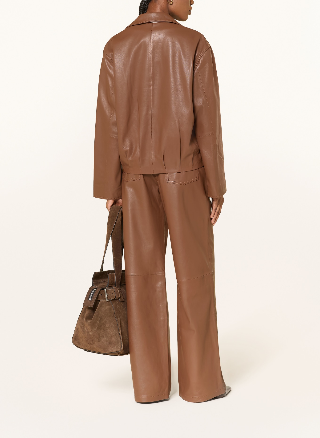 MRS & HUGS leather jacket: BROWN