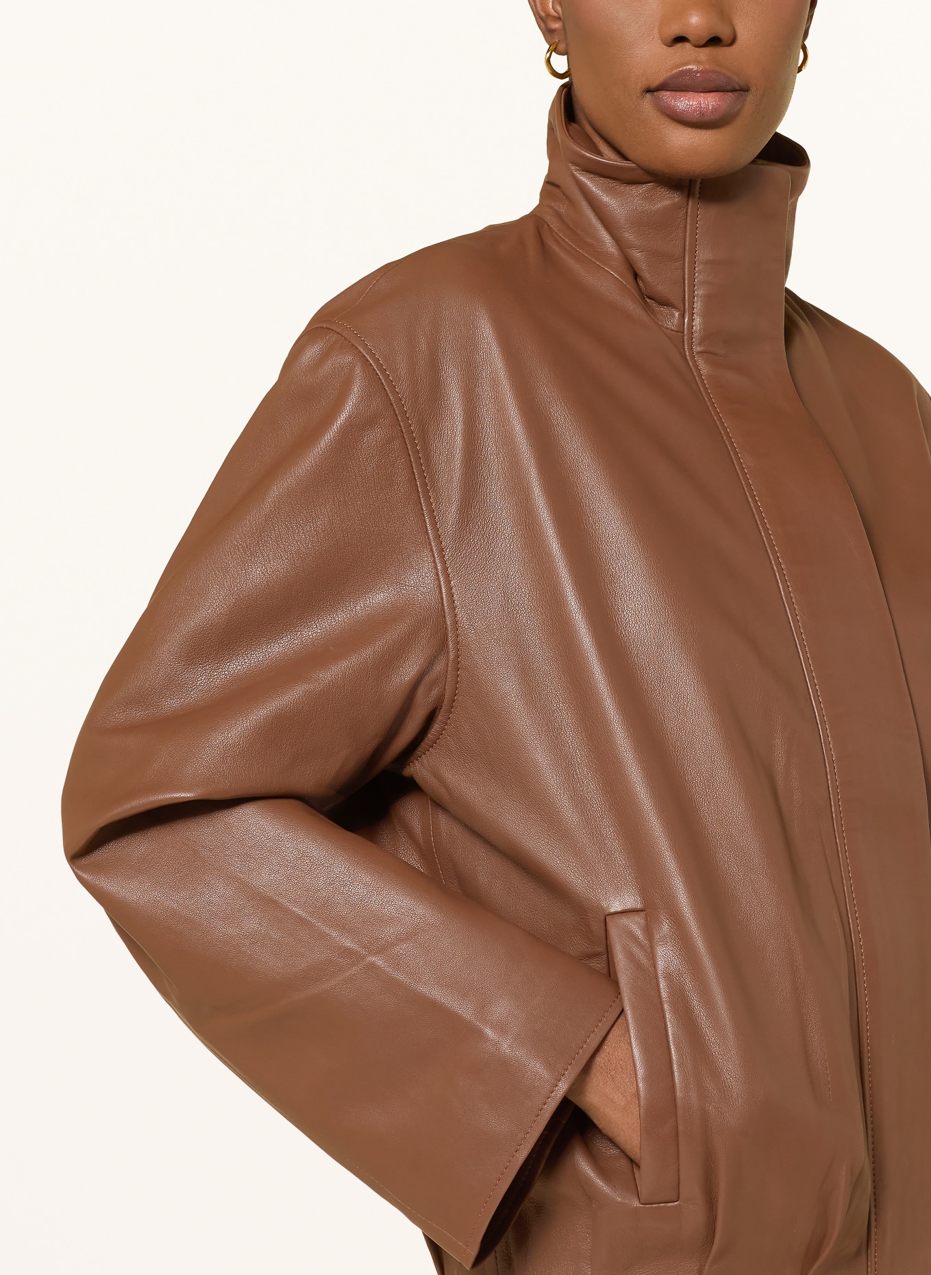 MRS & HUGS leather jacket: BROWN