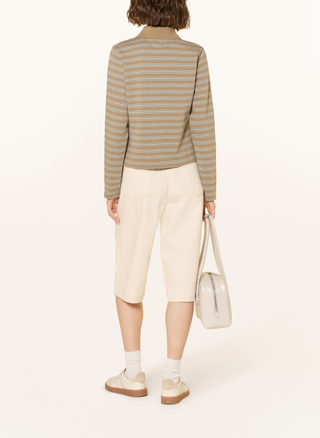 SAMSØE SAMSØE Jersey poloshirt SADONELL: CAMEL / LICHTBLAUW