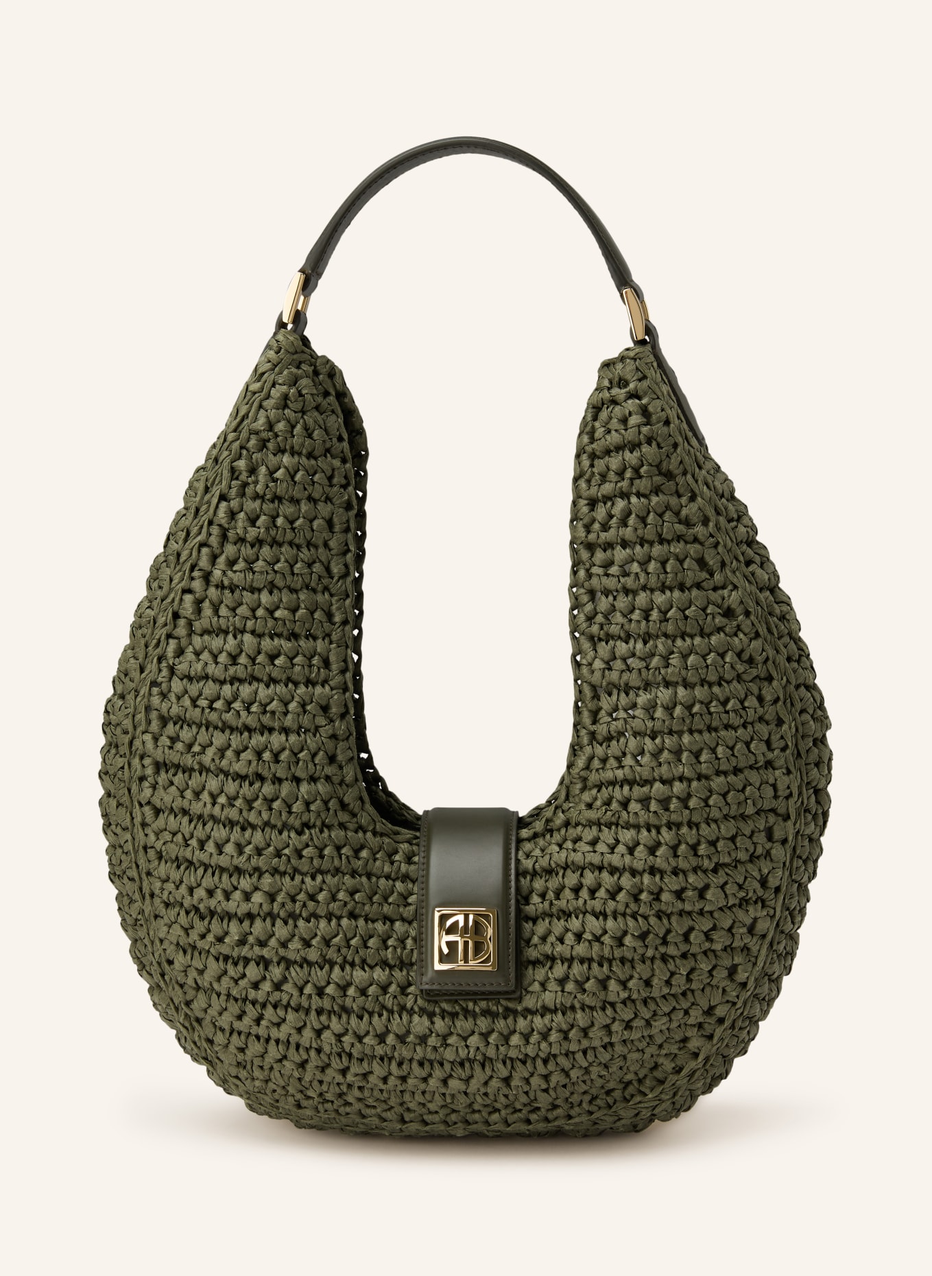 ANINE BING Kabelka LOU: OLIVOVÁ / ZLATÁ