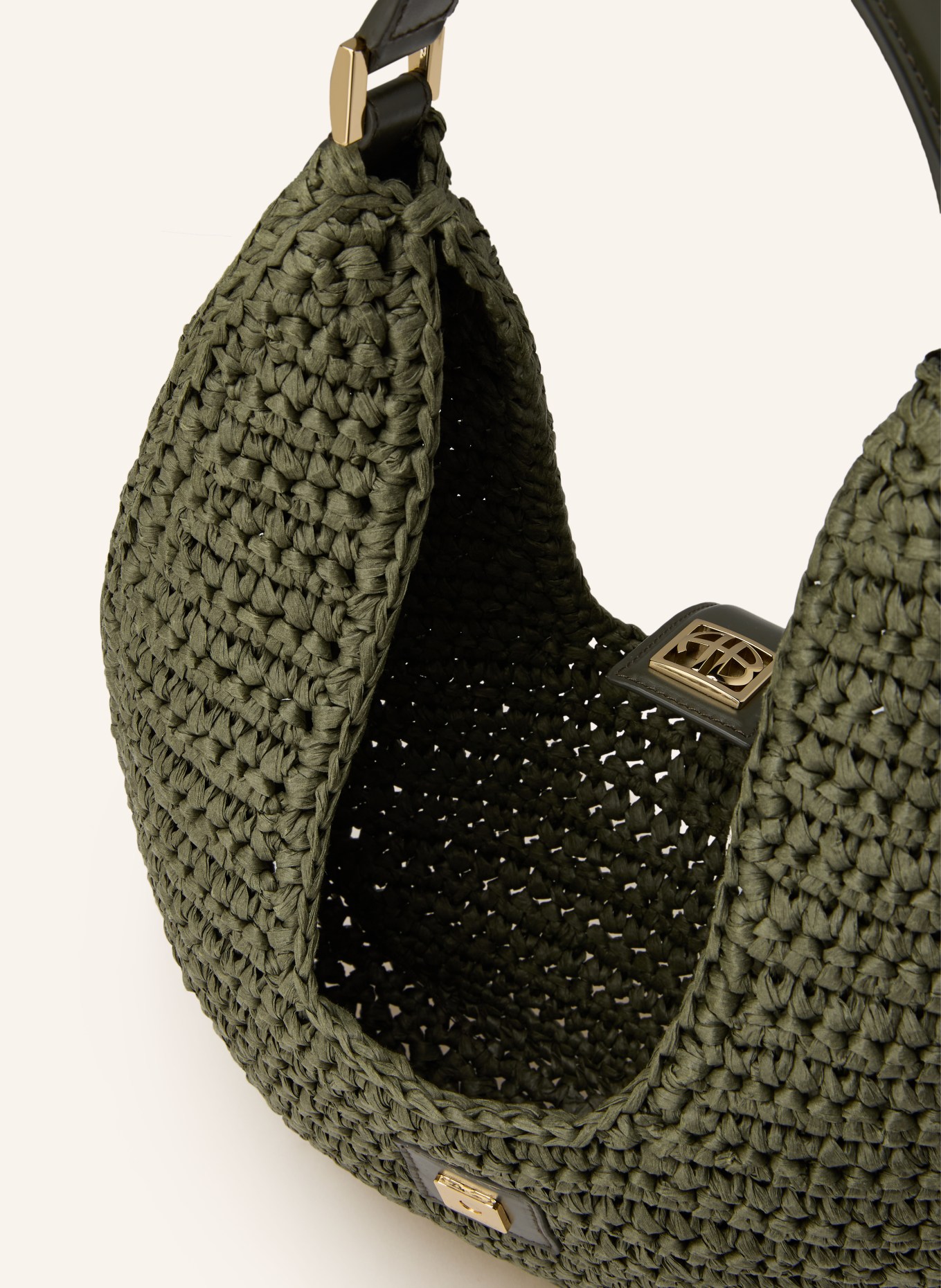 ANINE BING Kabelka LOU: OLIVOVÁ / ZLATÁ