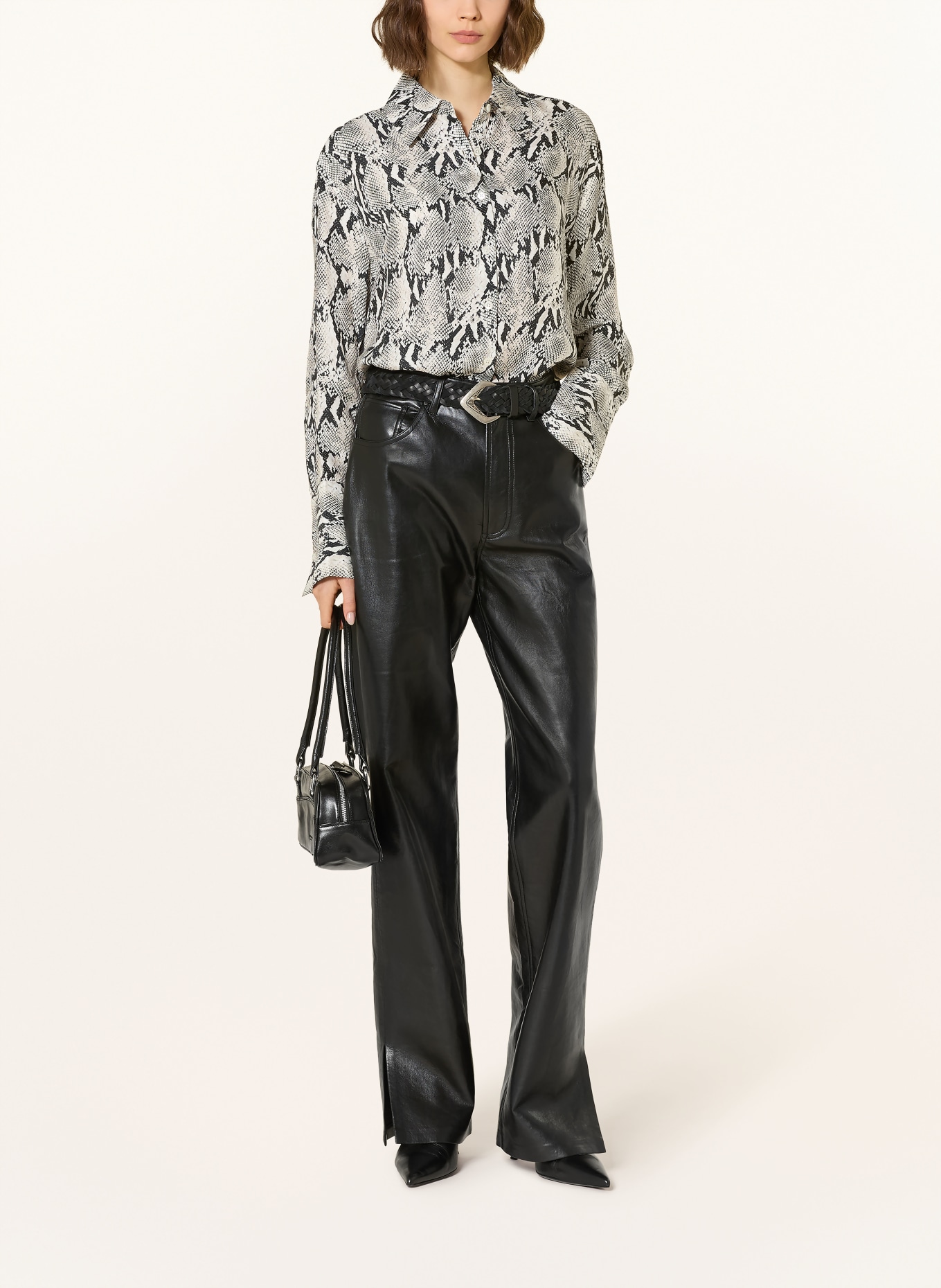 ANINE BING Hemdbluse BRIDGET: GRAU / CREME / SCHWARZ