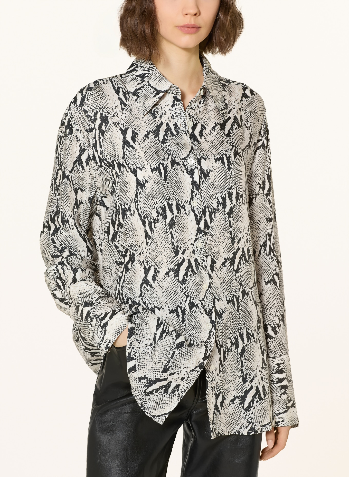 ANINE BING Hemdbluse BRIDGET: GRAU / CREME / SCHWARZ