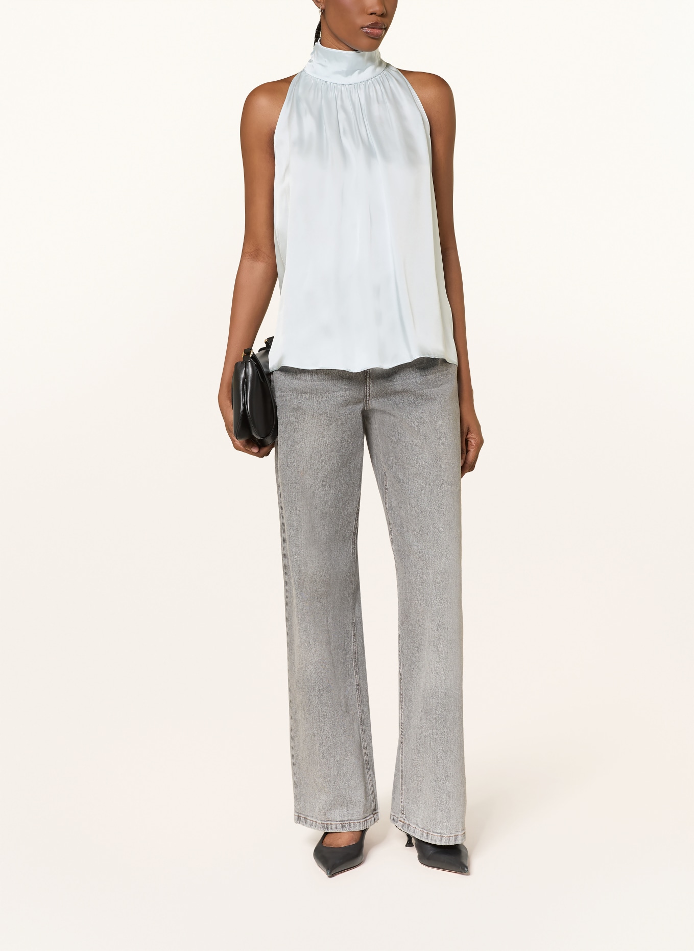 ANINE BING Top MARIE mit Seide: HELLBLAU