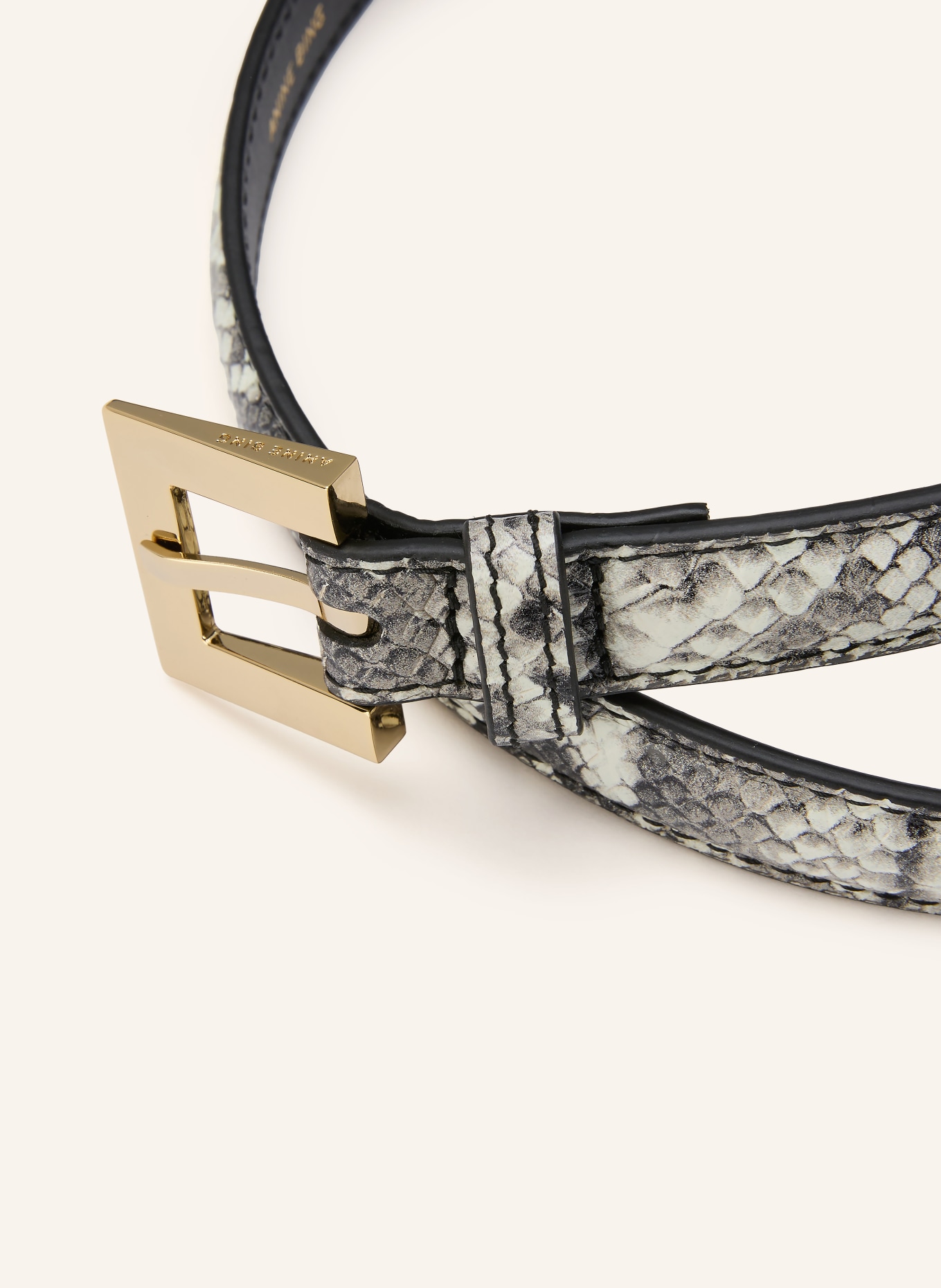 ANINE BING Ledergürtel NICOLA: ECRU / GRAU / SCHWARZ