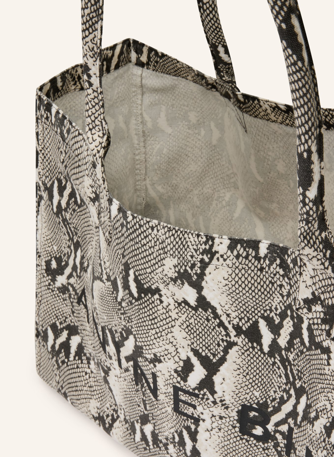 ANINE BING Nákupní taška LEO: KRÉMOVÁ / BÉŽOVÁ / ČERNÁ