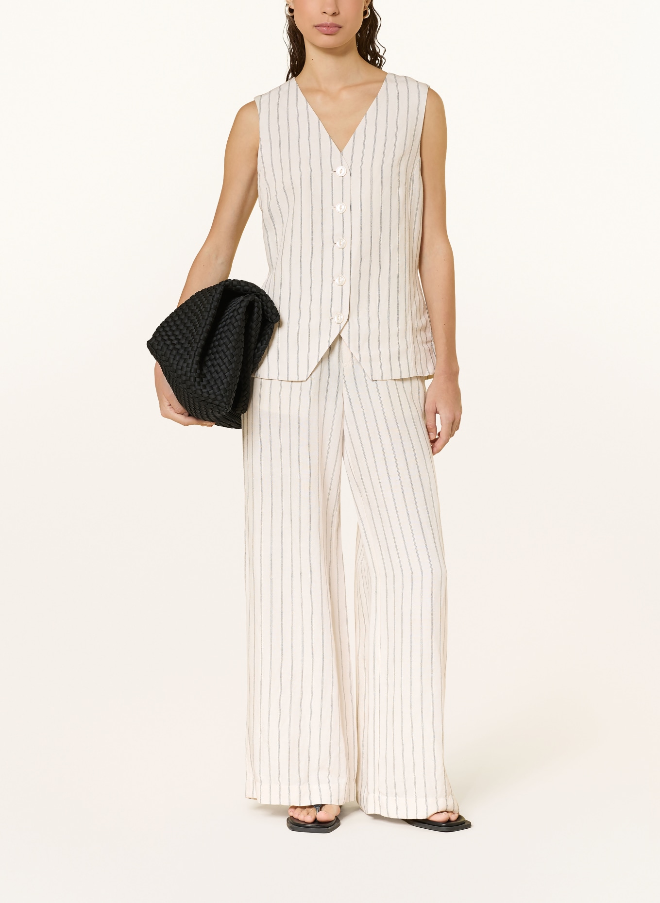 Part Two Marlenehose mit Leinen: CREME / SCHWARZ