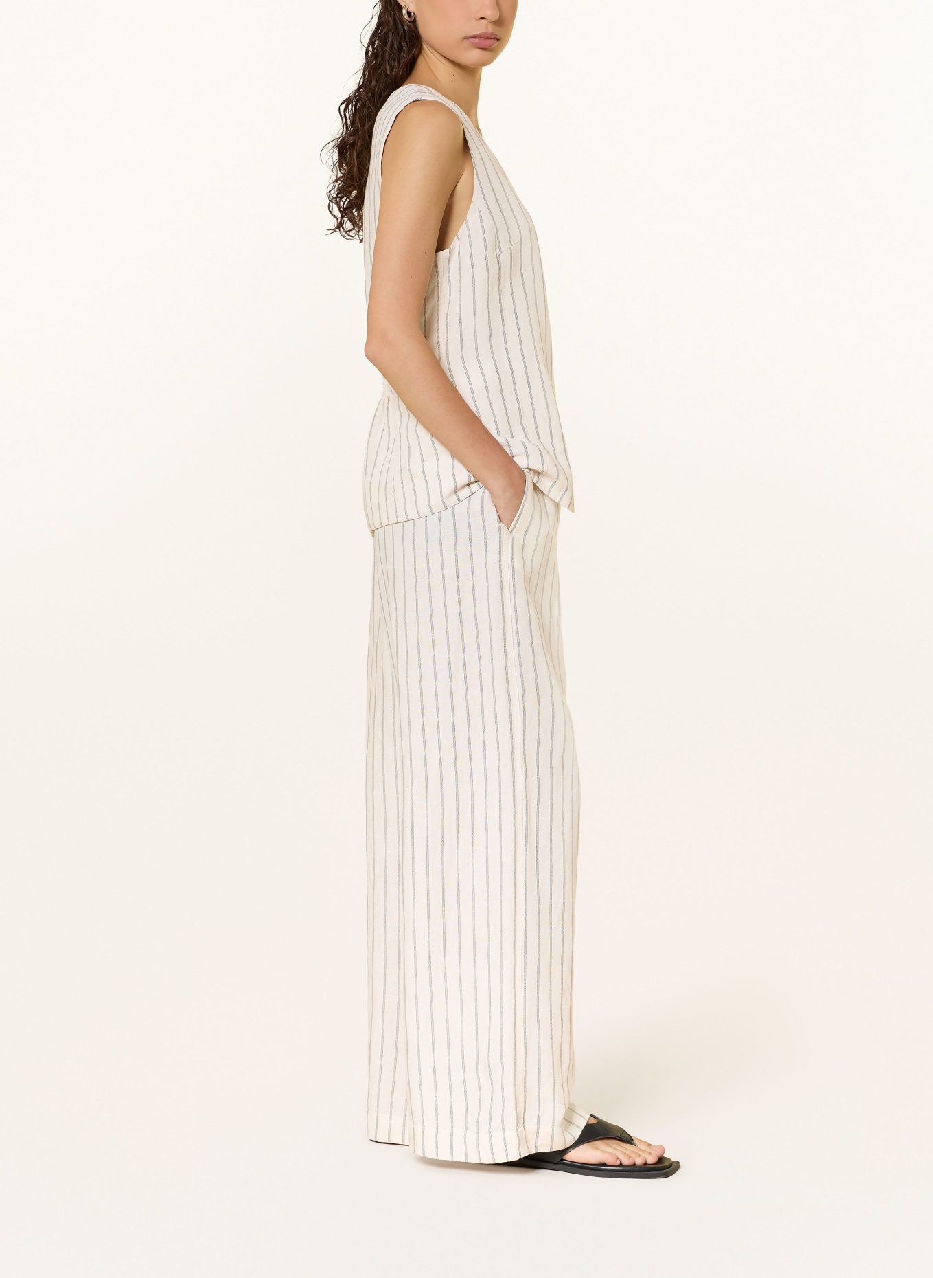 Part Two Marlenehose mit Leinen: CREME / SCHWARZ