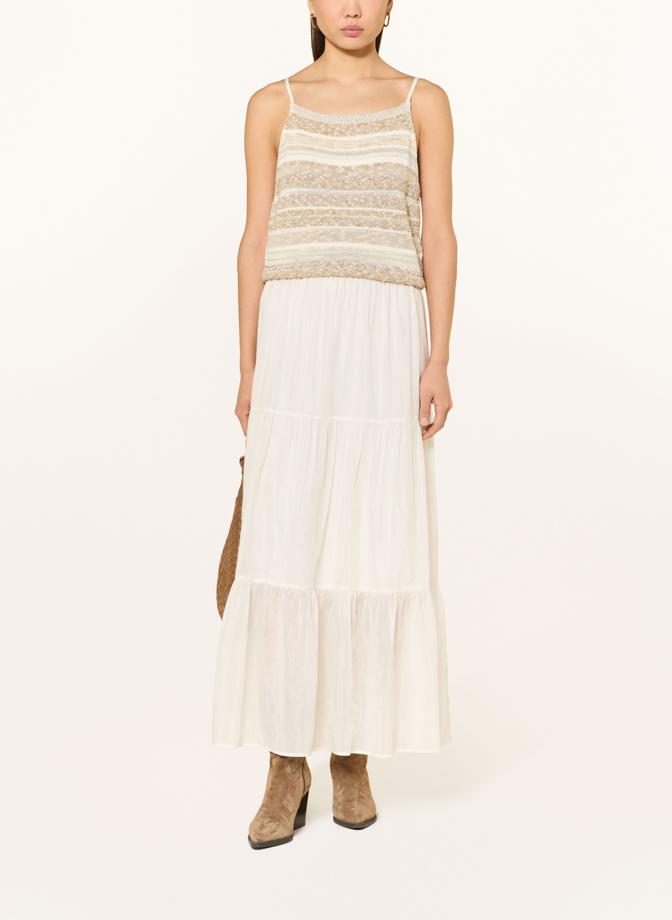 MOS MOSH Dzianinowy top MMKYA: KREMOWY / BEŻOWY / SZAROBRĄZOWY