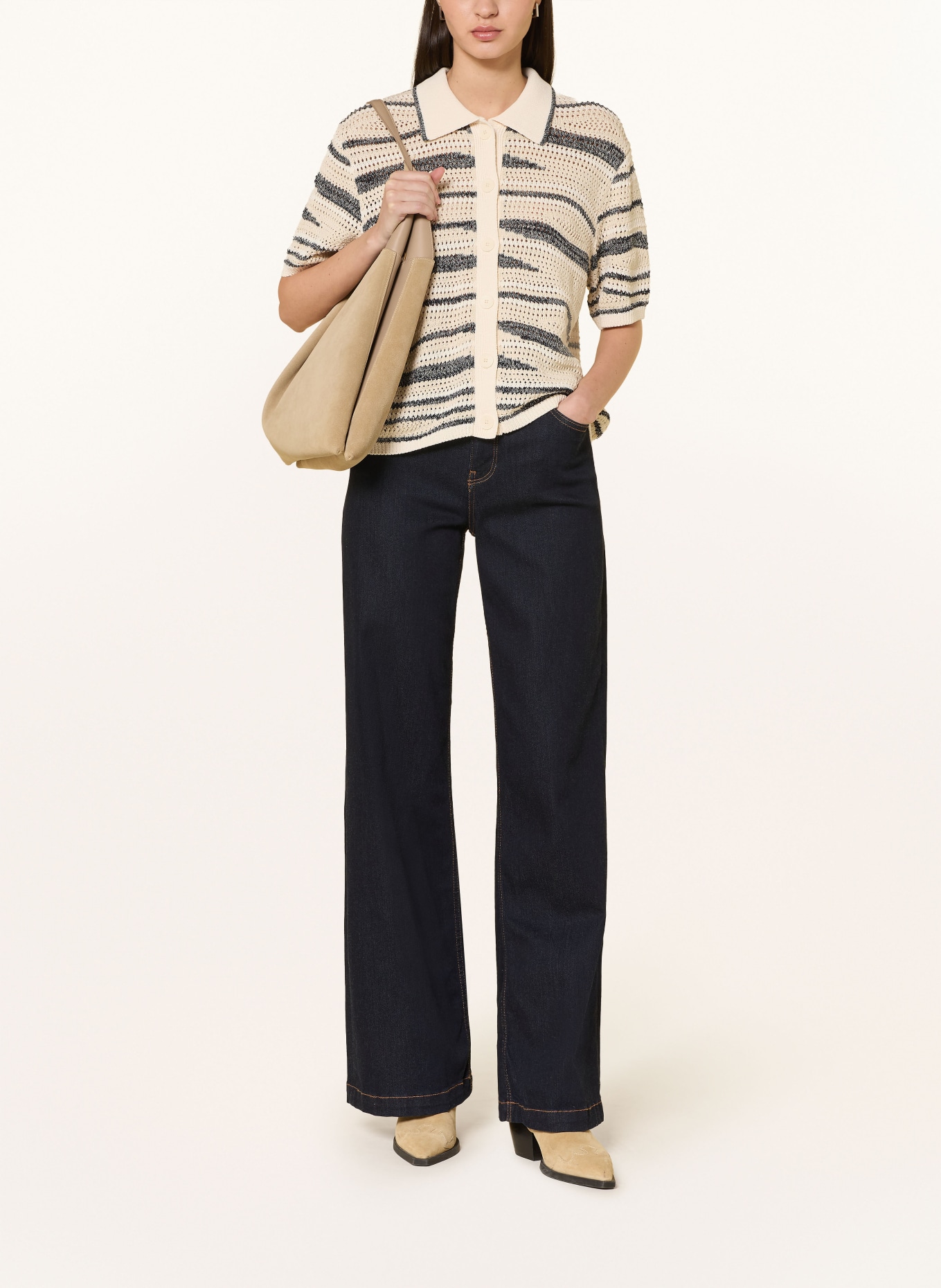 MOS MOSH Sweter MMUNE: ECRU / CZARNY