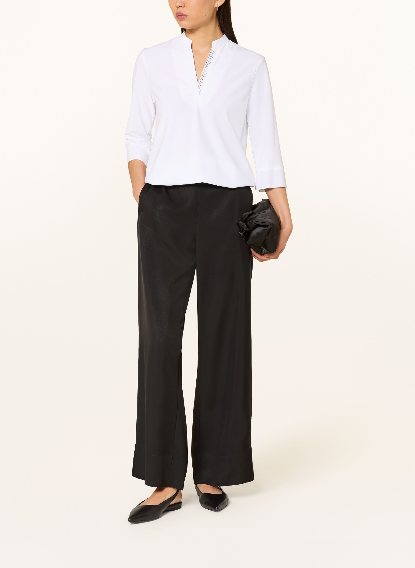 SPORTALM Bluzka z rękawami 3/4 i ozdobnymi kamieniami: BIAŁY / SREBRNY