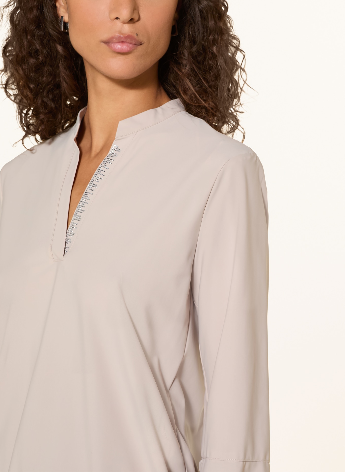 SPORTALM Bluzka z rękawami 3/4 i ozdobnymi kamieniami: BEŻOWY