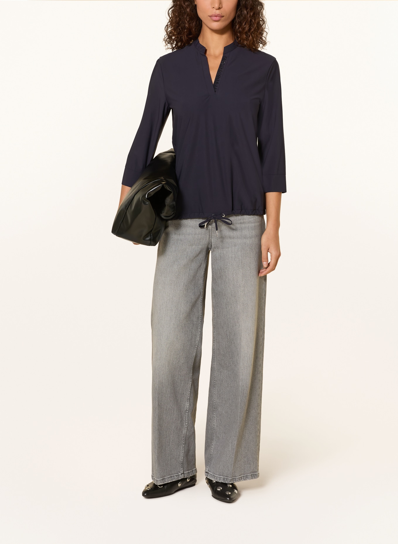 SPORTALM Blusenshirt mit 3/4-Arm und Schmucksteinen: DUNKELBLAU