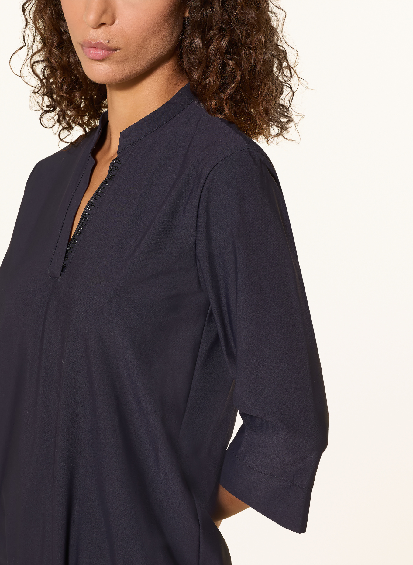 SPORTALM Blusenshirt mit 3/4-Arm und Schmucksteinen: DUNKELBLAU