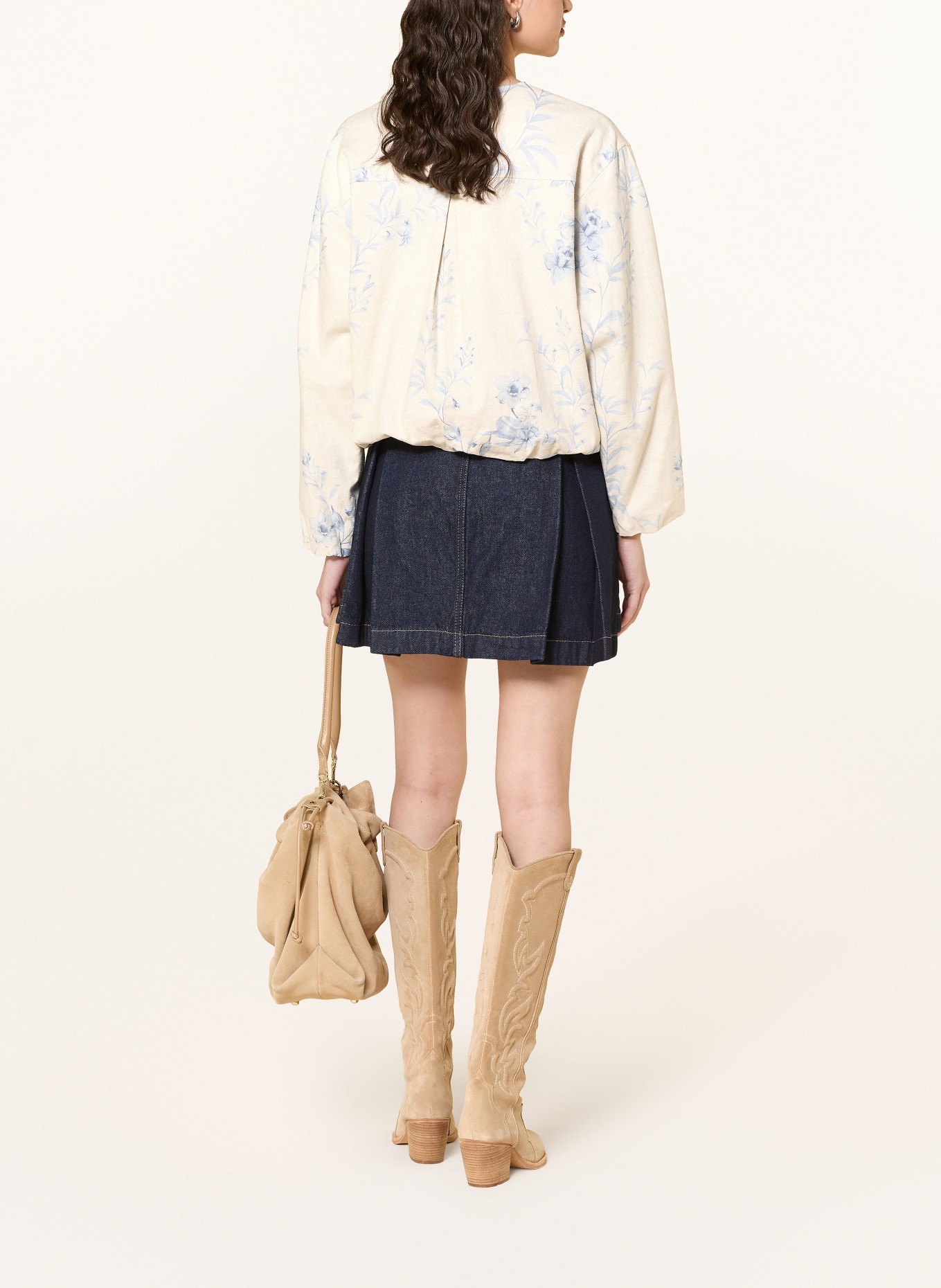 MOS MOSH Blouson MMSALLY mit Leinen: ECRU / HELLBLAU