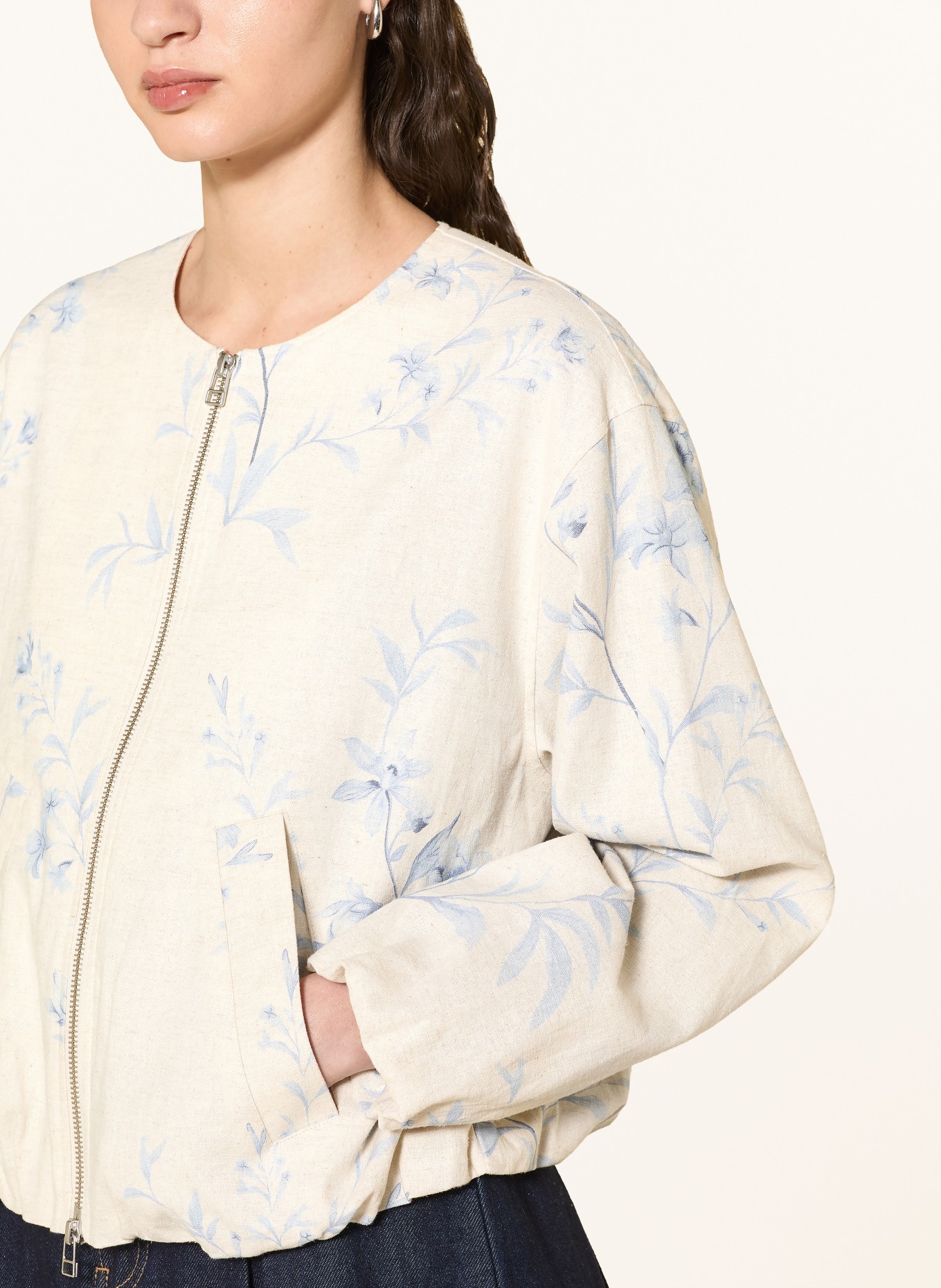 MOS MOSH Blouson MMSALLY mit Leinen: ECRU / HELLBLAU