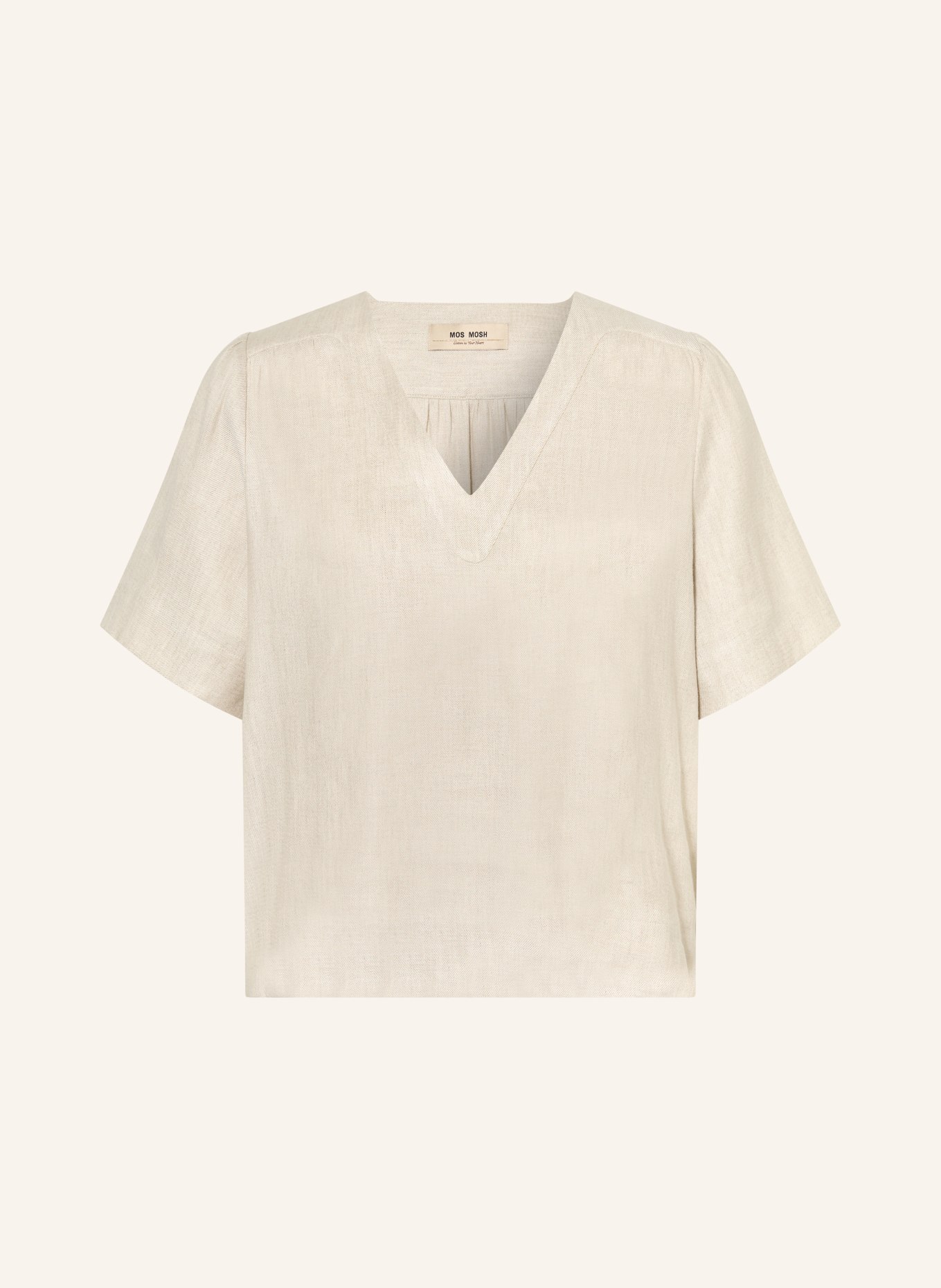 MOS MOSH Blusenshirt MMELIVA aus Leinen: HELLGRAU
