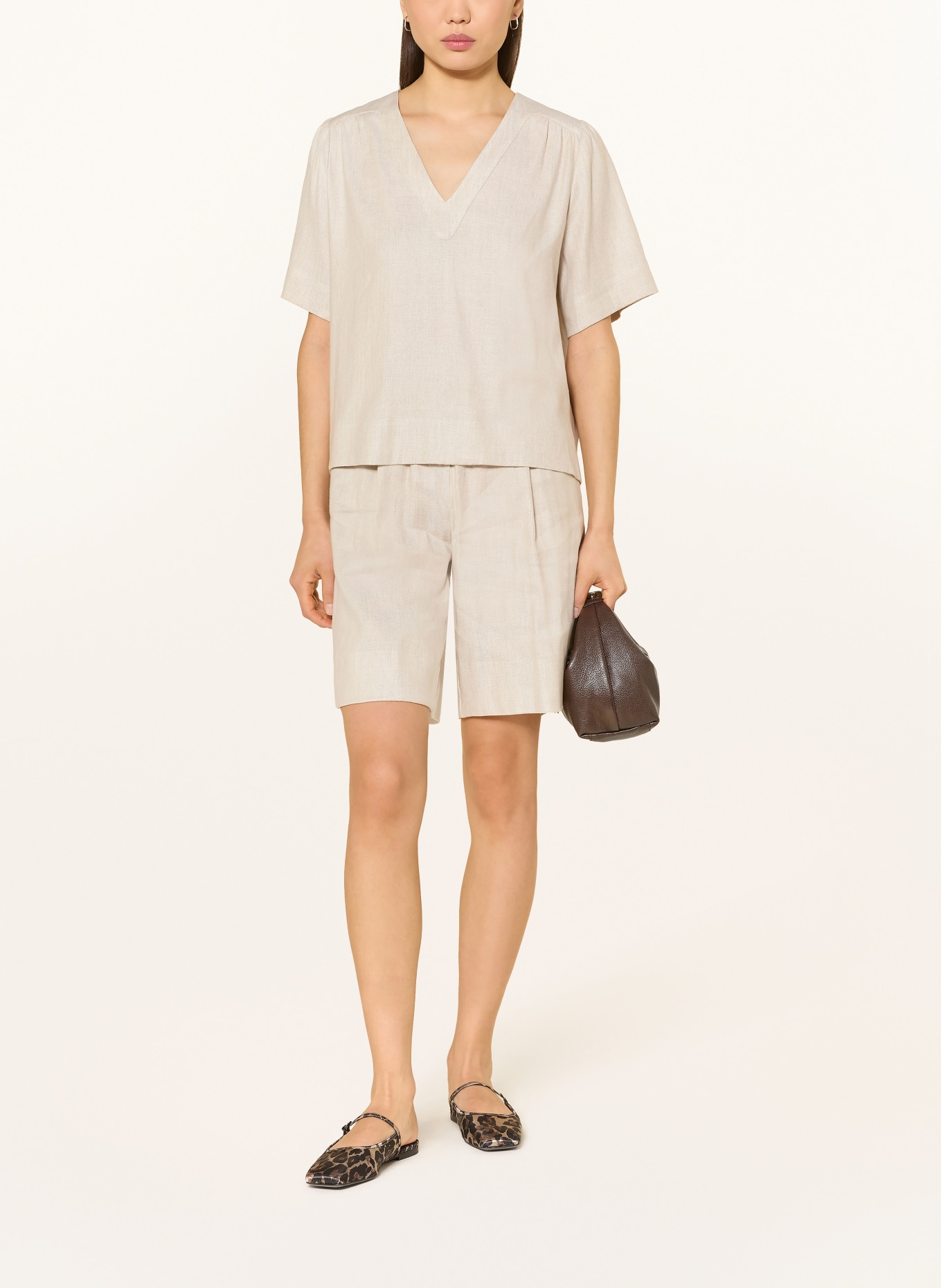 MOS MOSH Blusenshirt MMELIVA aus Leinen: HELLGRAU