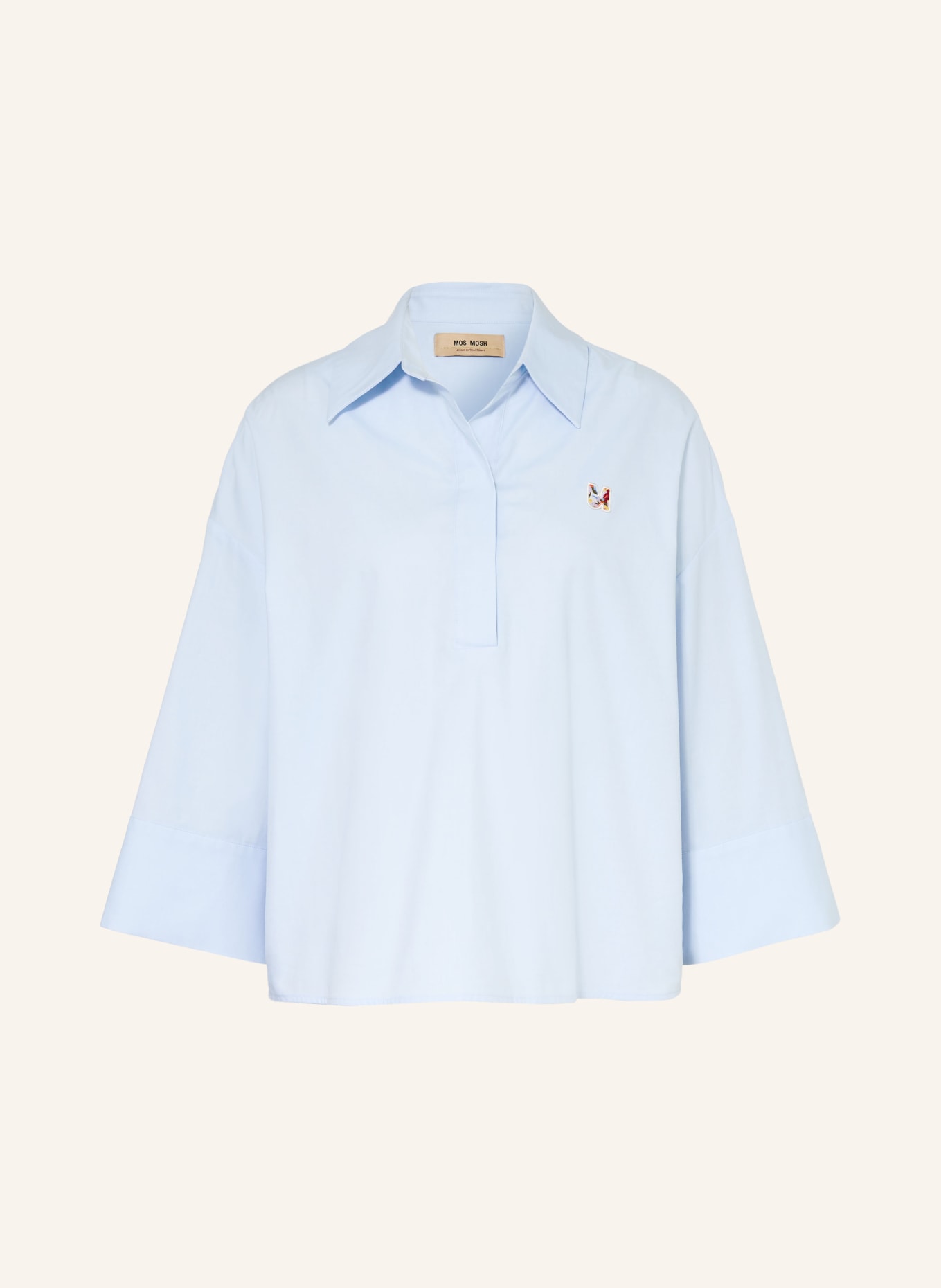 MOS MOSH Blusenshirt MMBRITZE mit 3/4-Arm: HELLBLAU