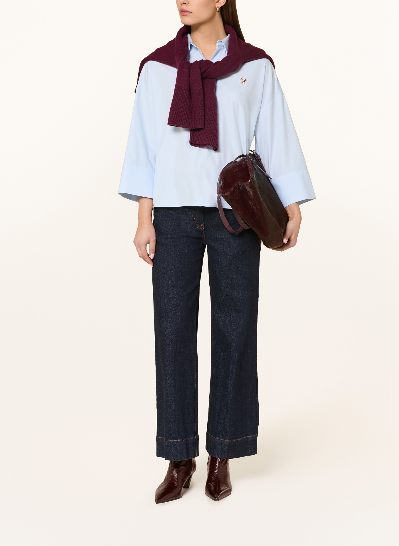 MOS MOSH Blusenshirt MMBRITZE mit 3/4-Arm: HELLBLAU