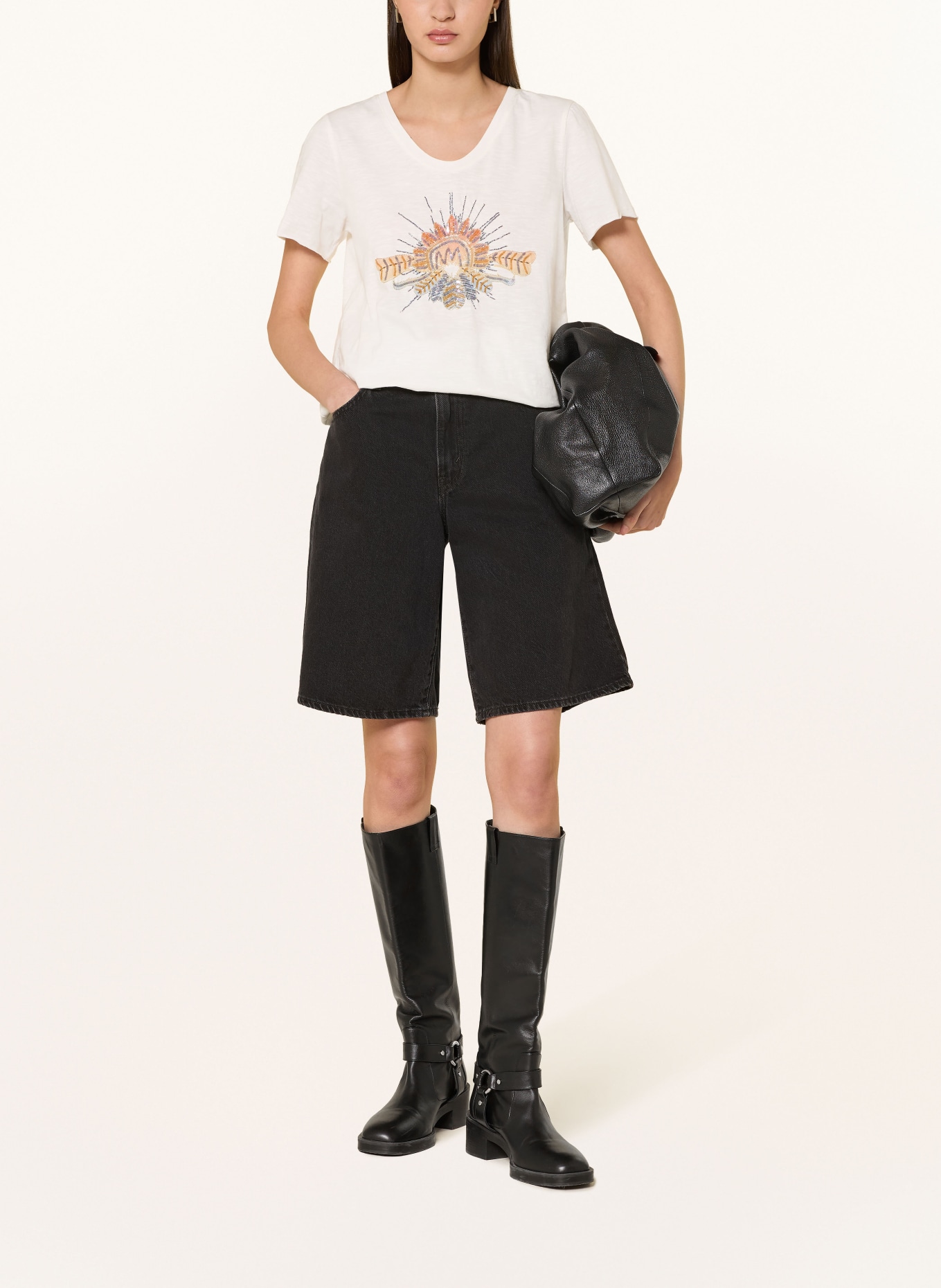 MOS MOSH T-Shirt MMTONIA mit Schmuckperlen und Pailletten: ECRU