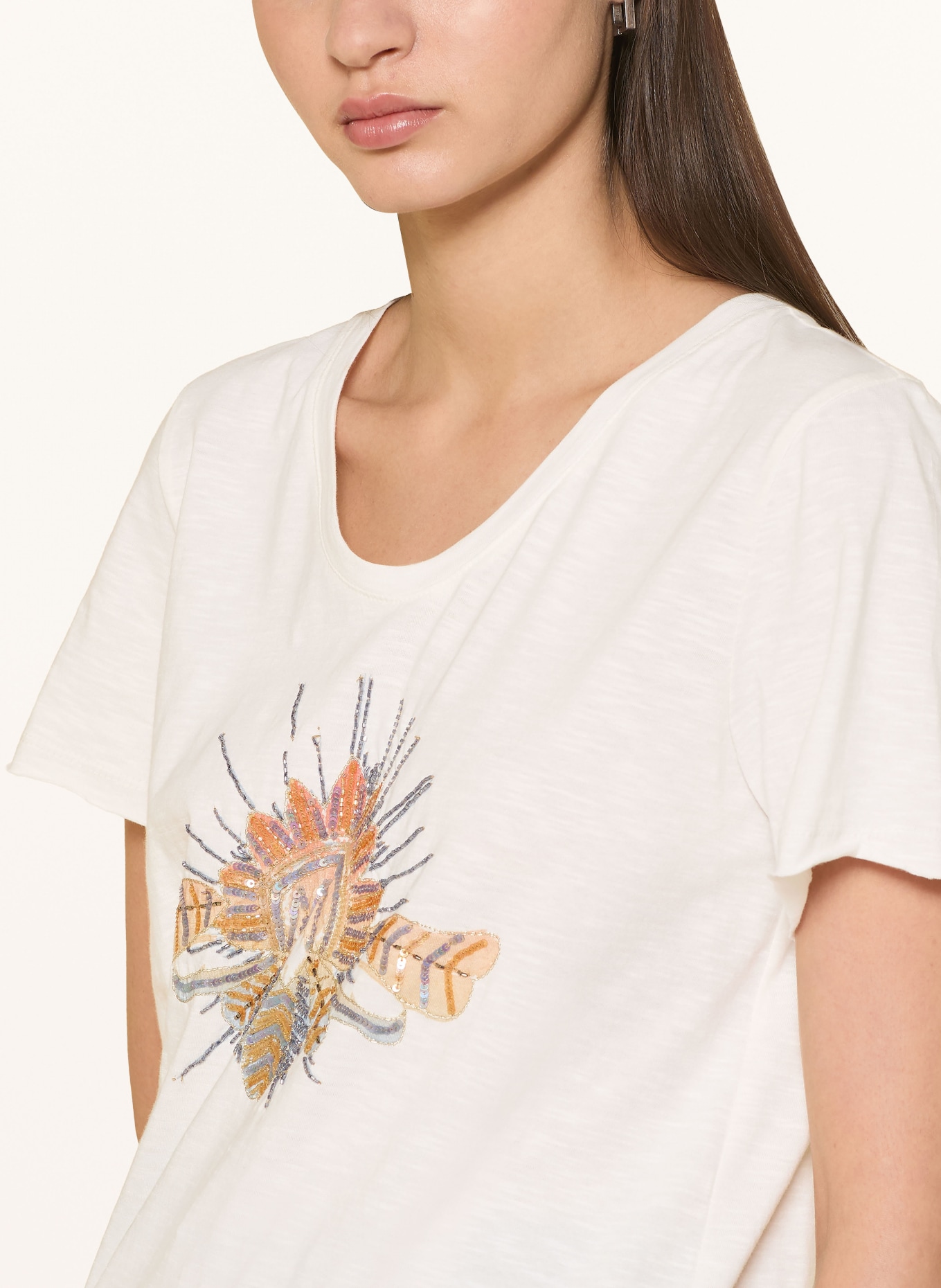 MOS MOSH T-Shirt MMTONIA mit Schmuckperlen und Pailletten: ECRU