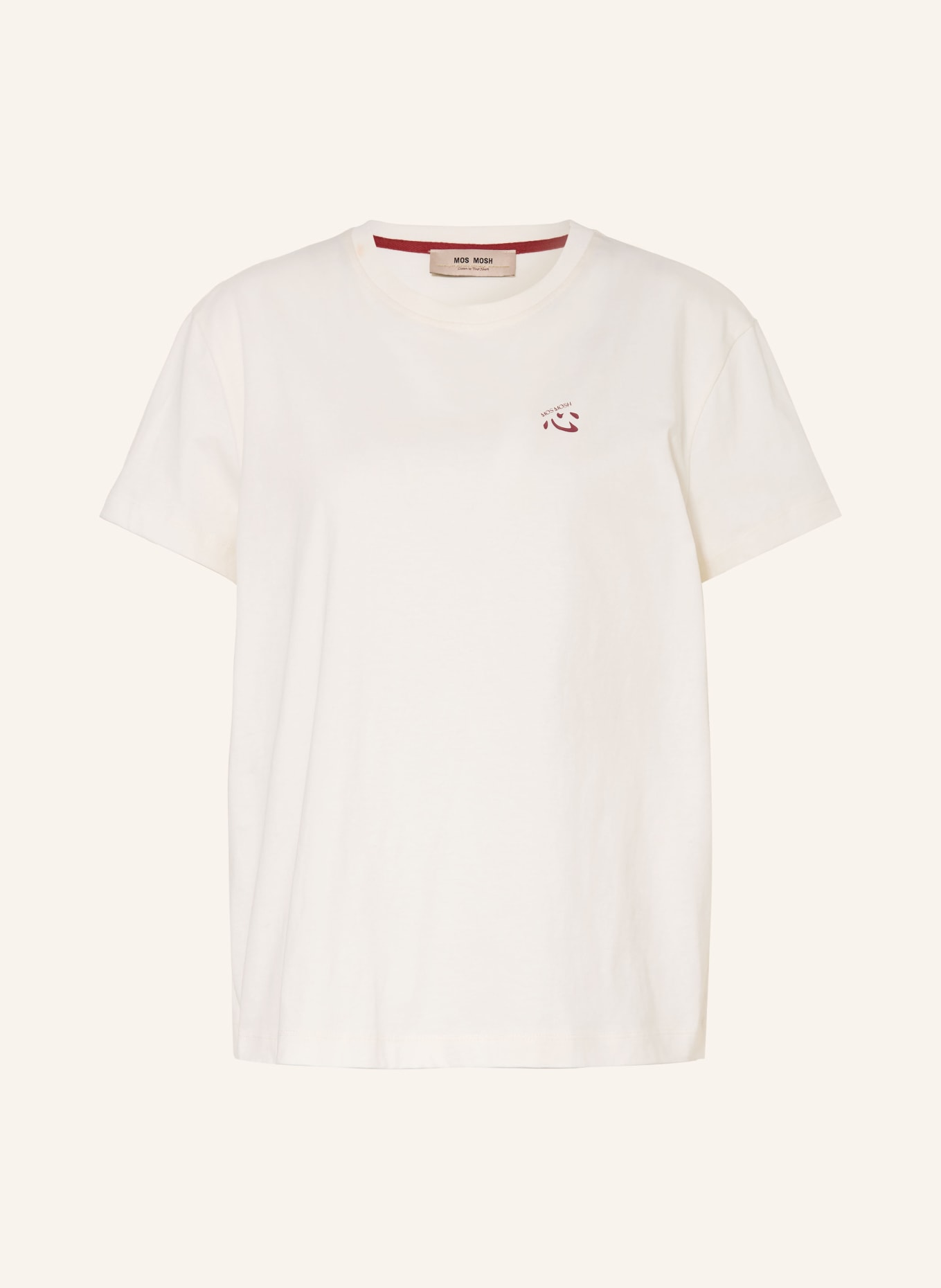 MOS MOSH T-Shirt MMSAIKO: ECRU / DUNKELROT