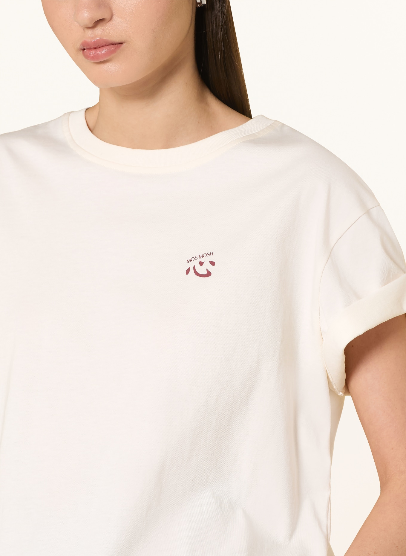 MOS MOSH T-Shirt MMSAIKO: ECRU / DUNKELROT