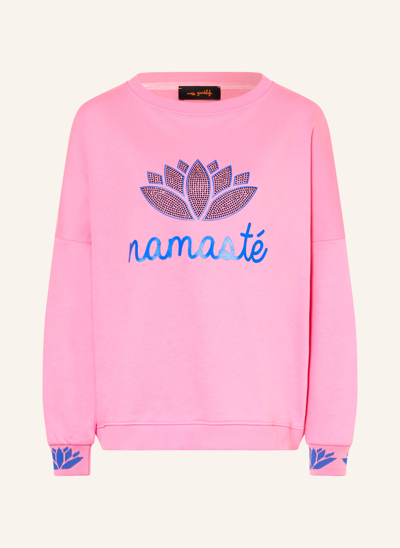 miss goodlife Sweatshirt mit Schmucksteinen: PINK / BLAU