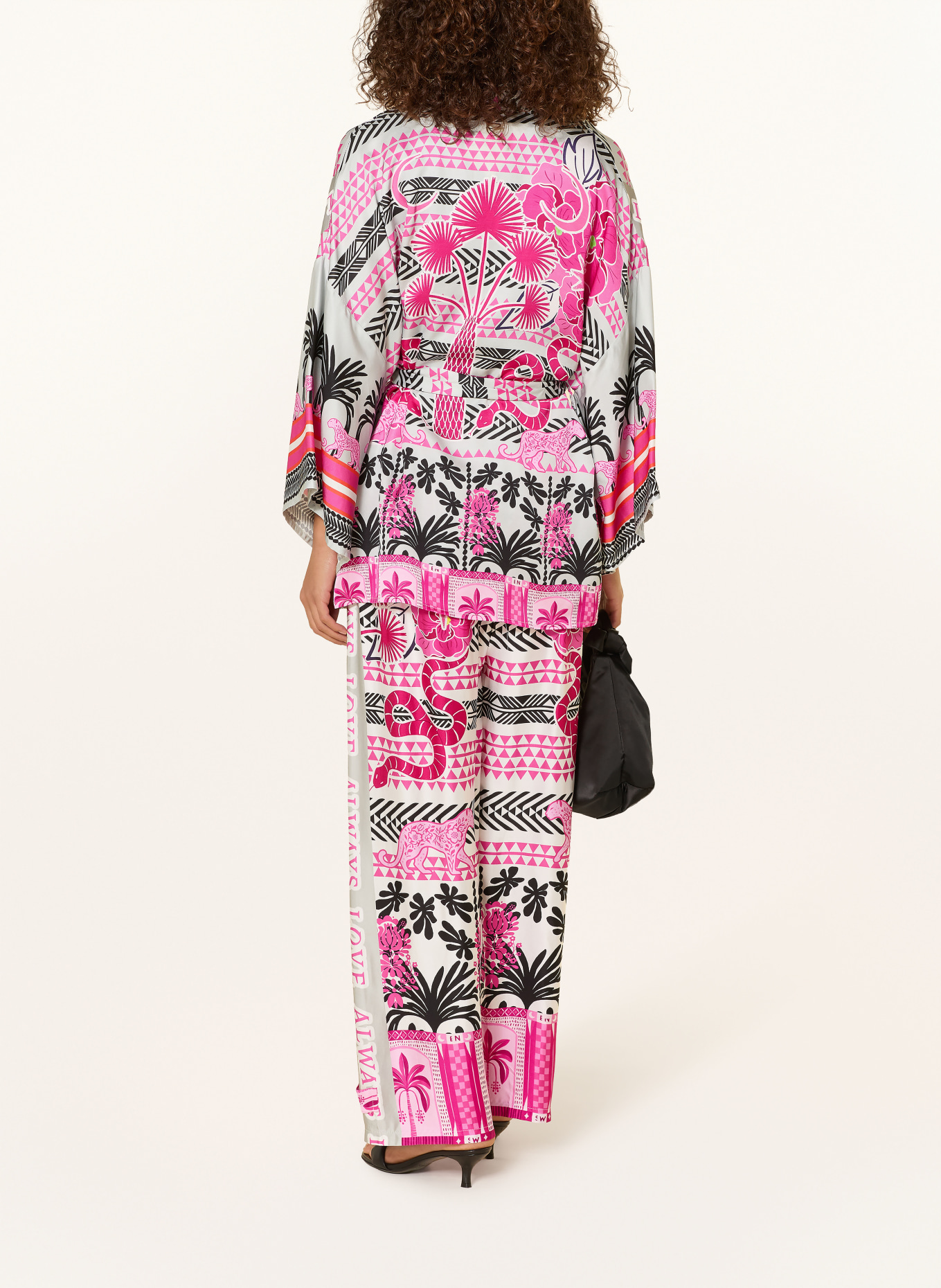 miss goodlife Marlenehose aus Satin: WEISS / ROSA / PINK