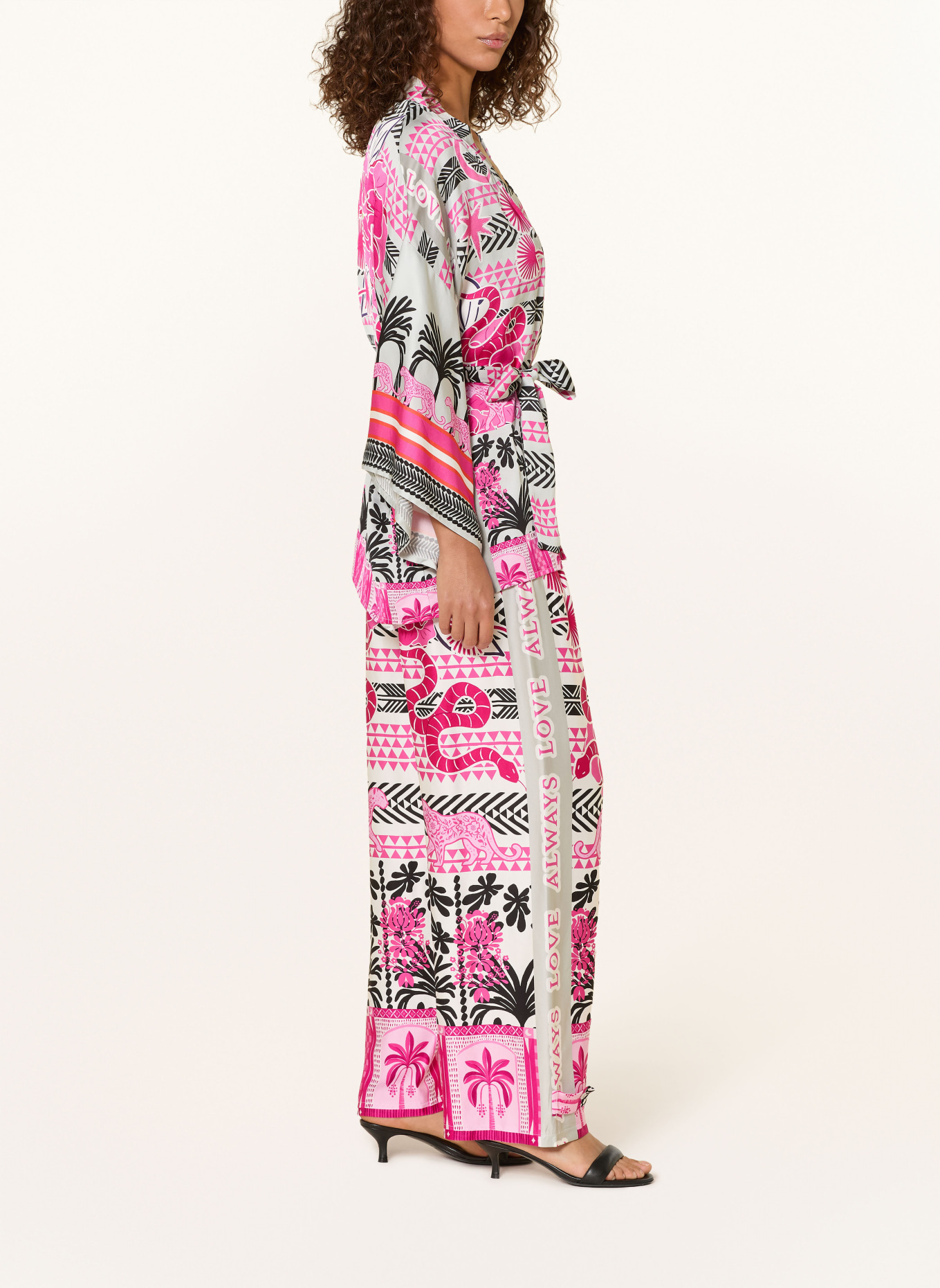 miss goodlife Marlenehose aus Satin: WEISS / ROSA / PINK