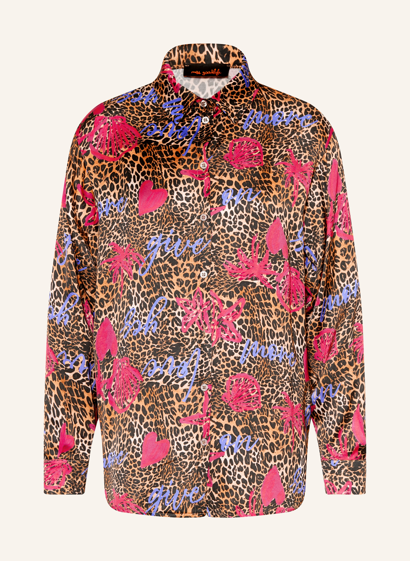 miss goodlife Hemdbluse aus Satin: COGNAC / PINK / SCHWARZ