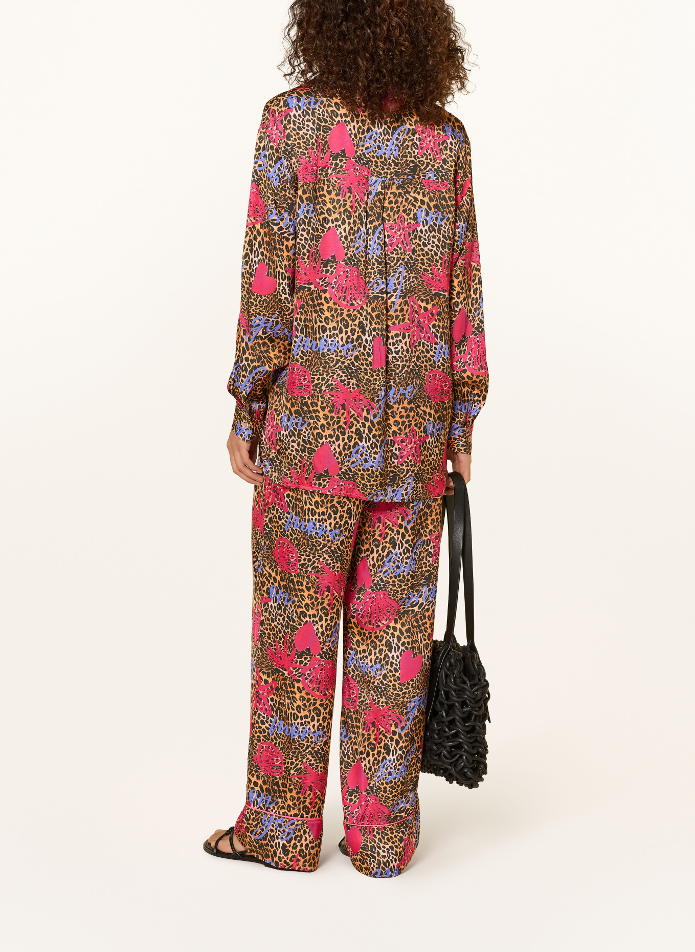 miss goodlife Hemdbluse aus Satin: COGNAC / PINK / SCHWARZ